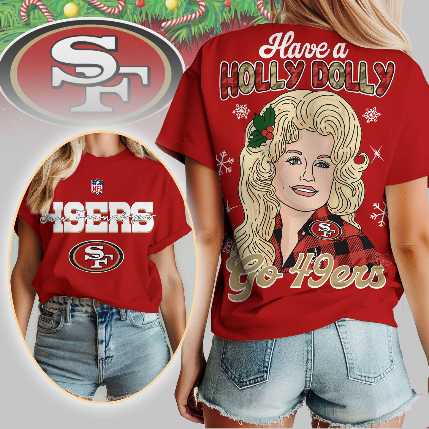 SF49 Premium NFL Have A Holly Dolly Women Shirt DDT CTND