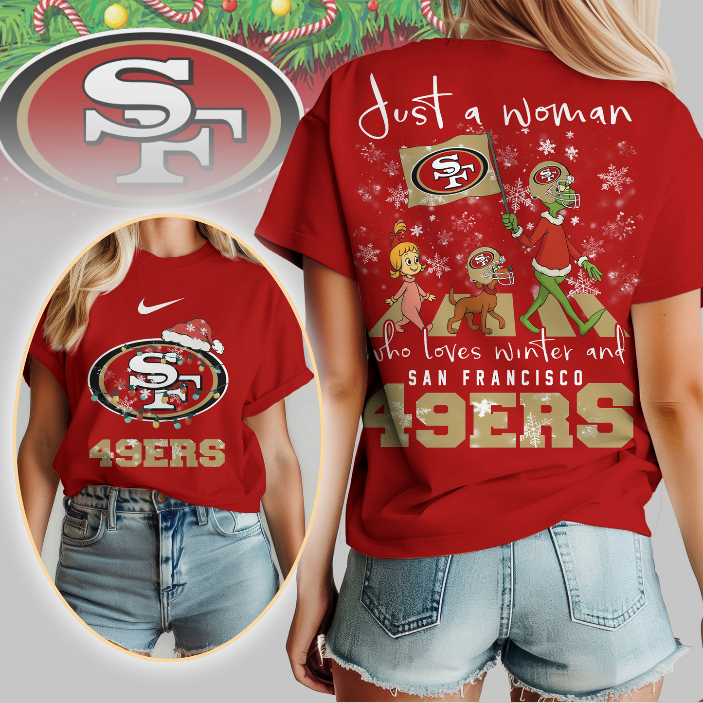 SF49 Premium NFL Just A Woman Who Loves Winter 3D Shirt DDT CTND