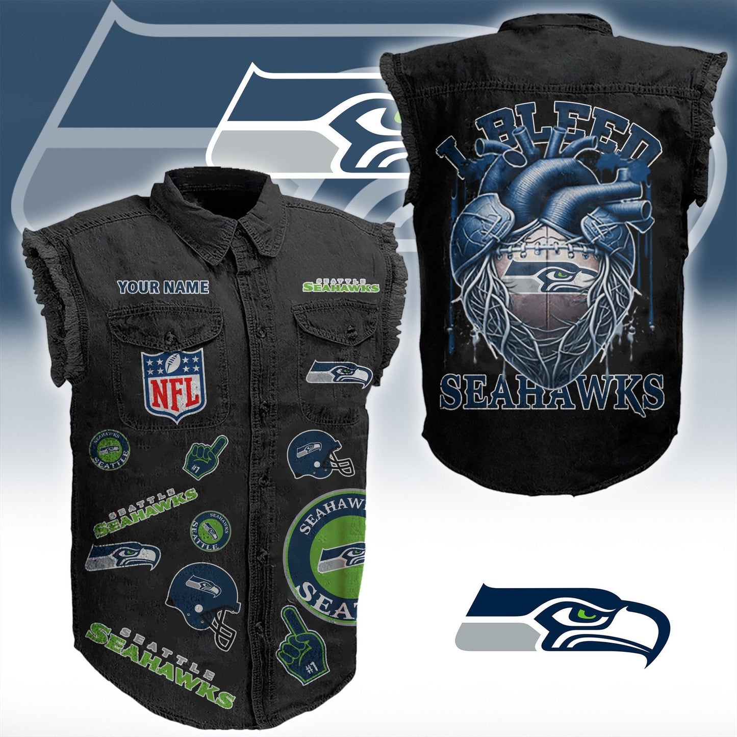 SS NFL Personalize Sleeveless Denim Jacket For Fan DDT CTND