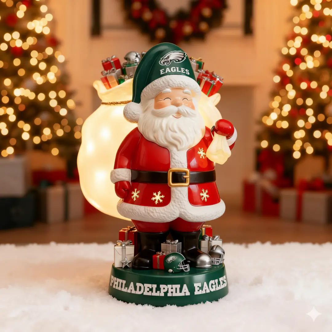 UNIQUE NFL X PHI Santa Claus LED NITE Holiday Statuary NDT NHM