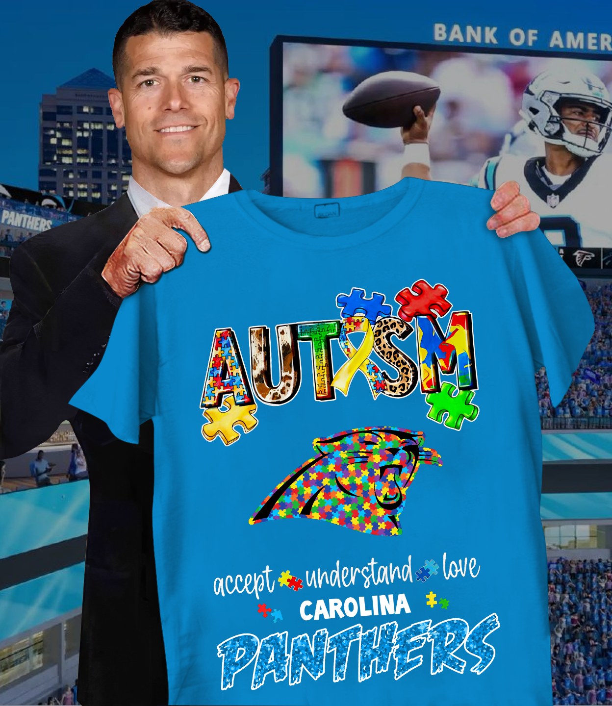 Autism Accept Understand Love Carolina Panthers Shirt