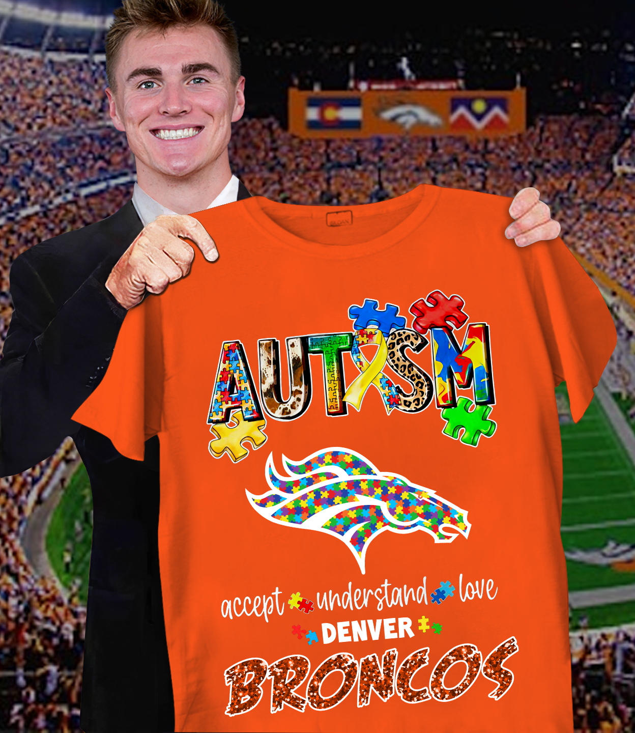 Autism Accept Understand Love Denver Broncos Shirt