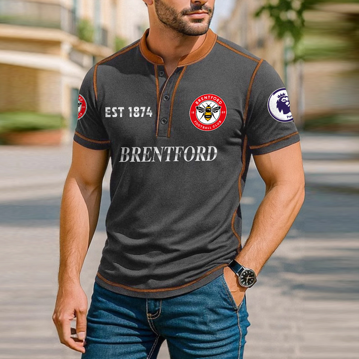 BRE Premium Men's Short Sleeve Henleys DatND DVT