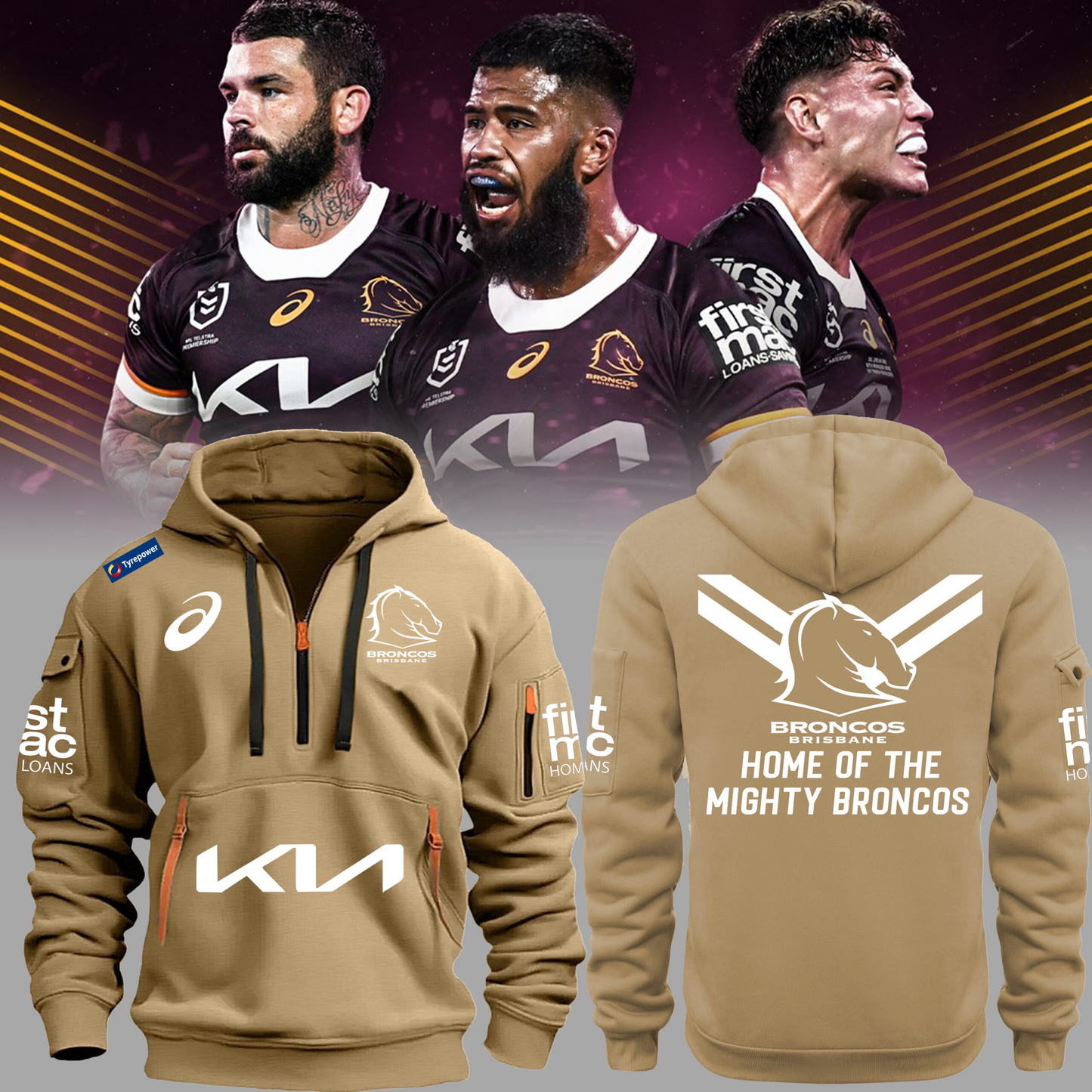 Brisbane Broncos NRL The Mighty Limited Edition Zipper Hoodie TM V7