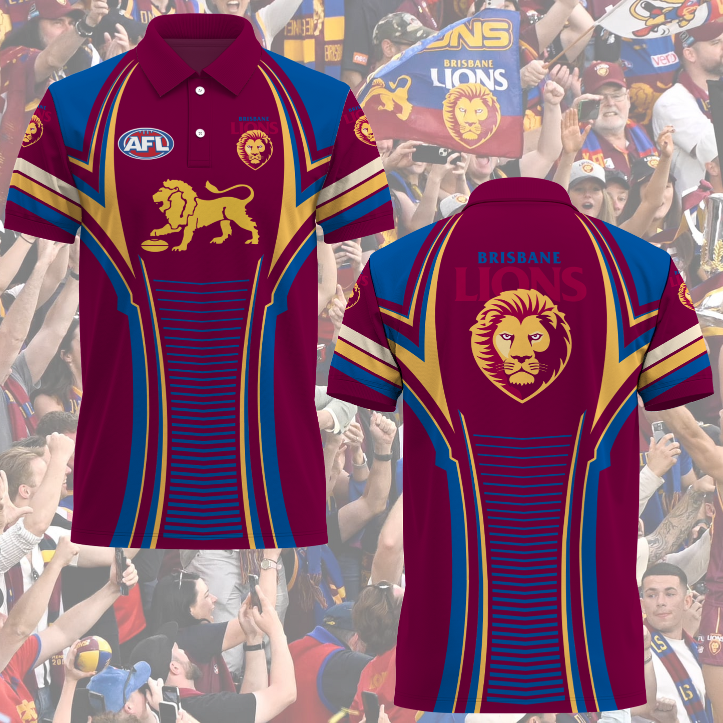 Brisbane Lions AFL 2025 Polo Shirt TM NTA V1