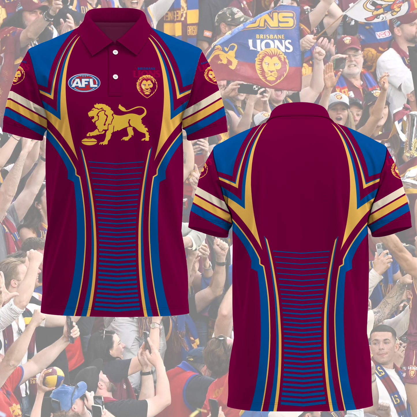 Brisbane Lions AFL 2025 Polo Shirt TM NTA V2