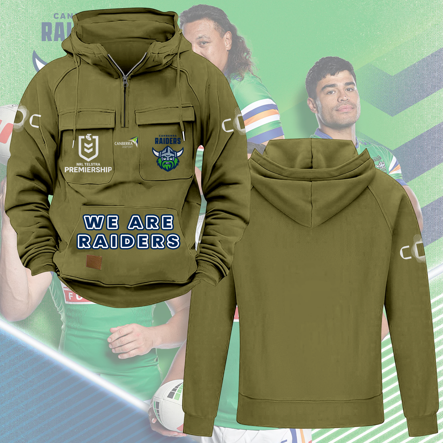Canberra Raiders NRL 2025 Quarter Zip Hoodie TM NTA V2