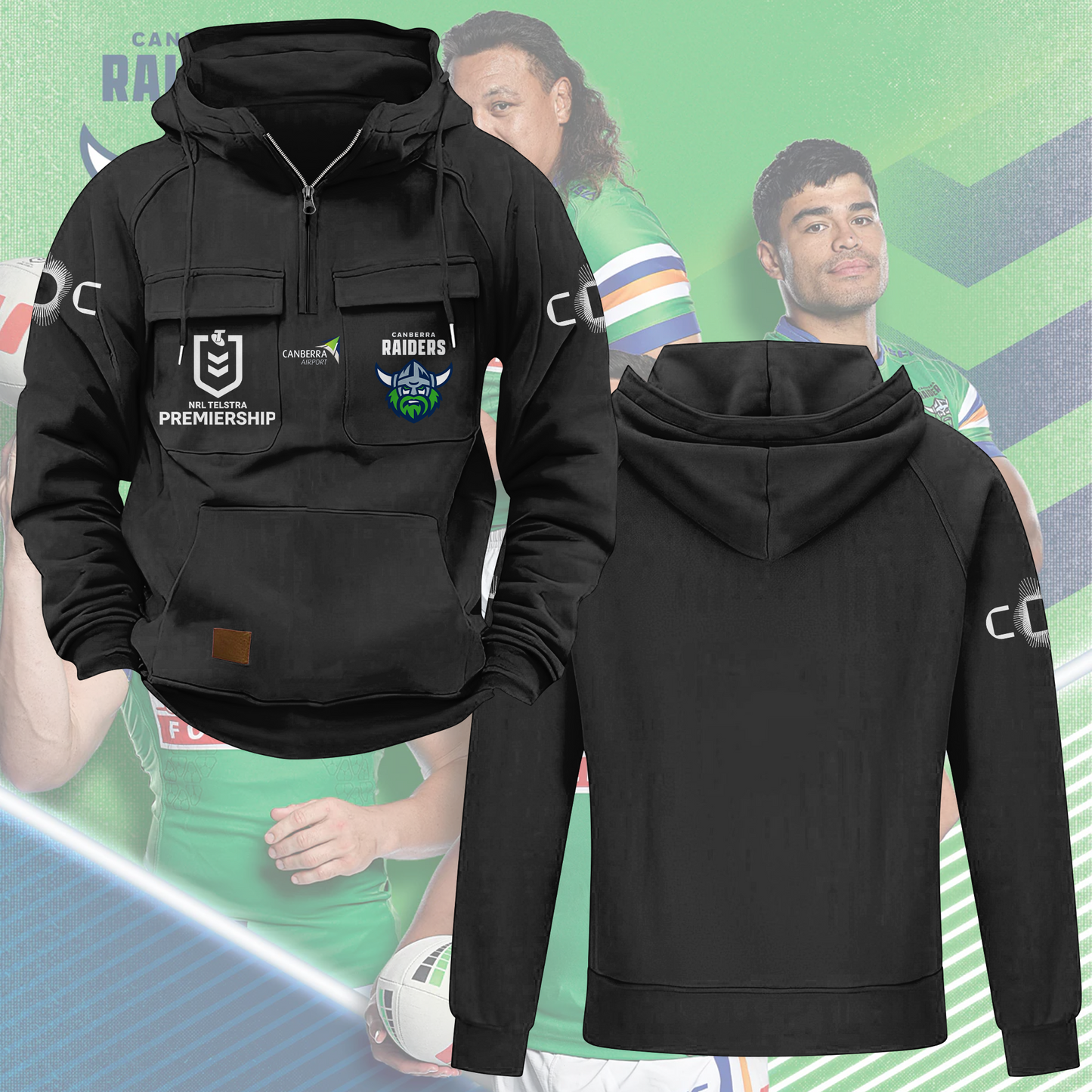 Canberra Raiders NRL 2025 Quarter Zip Hoodie TM NTA V4