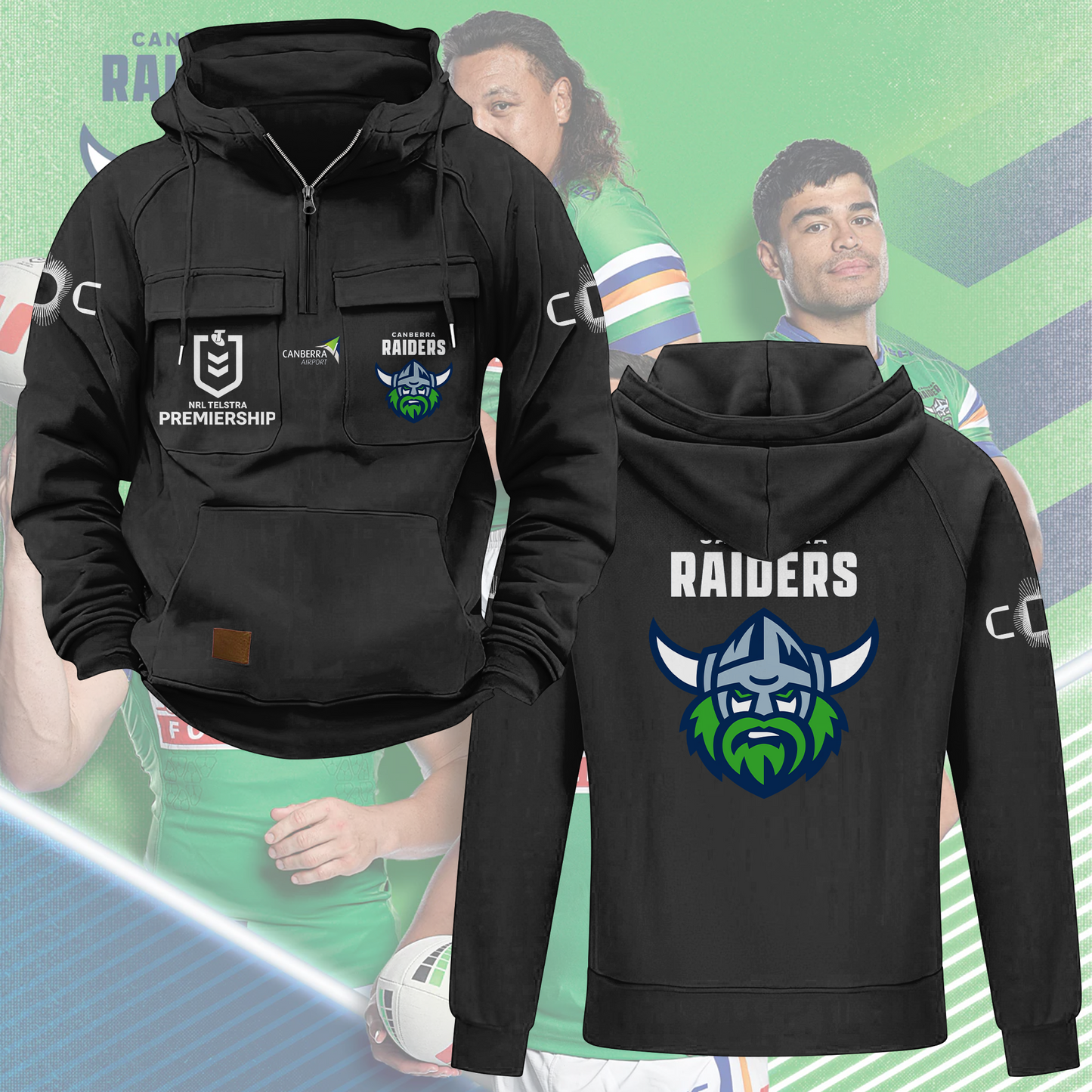 Canberra Raiders NRL 2025 Quarter Zip Hoodie TM NTA V5