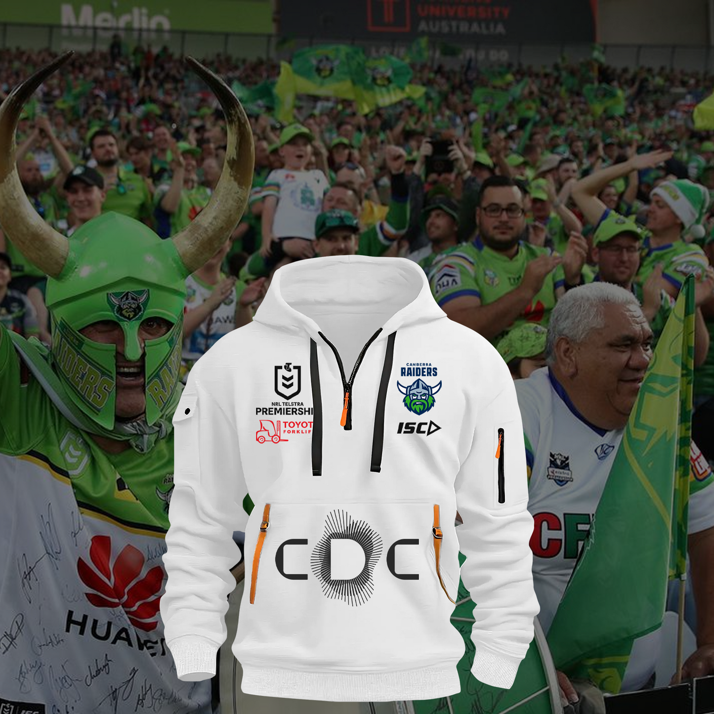 Canberra Raiders NRL 2025 Zipper Hoodie TM NTA V2