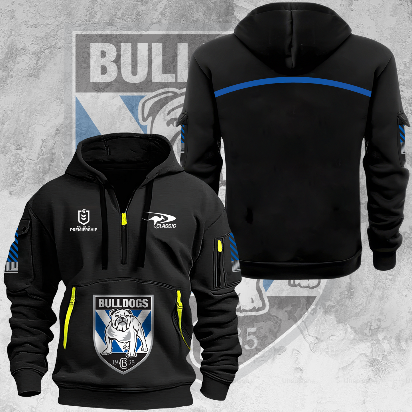 Canterbury-Bankstown Bulldogs NRL 2025 Dogs Of War Limited Edition Zipper Hoodie - When you buy a combo - You save more V2