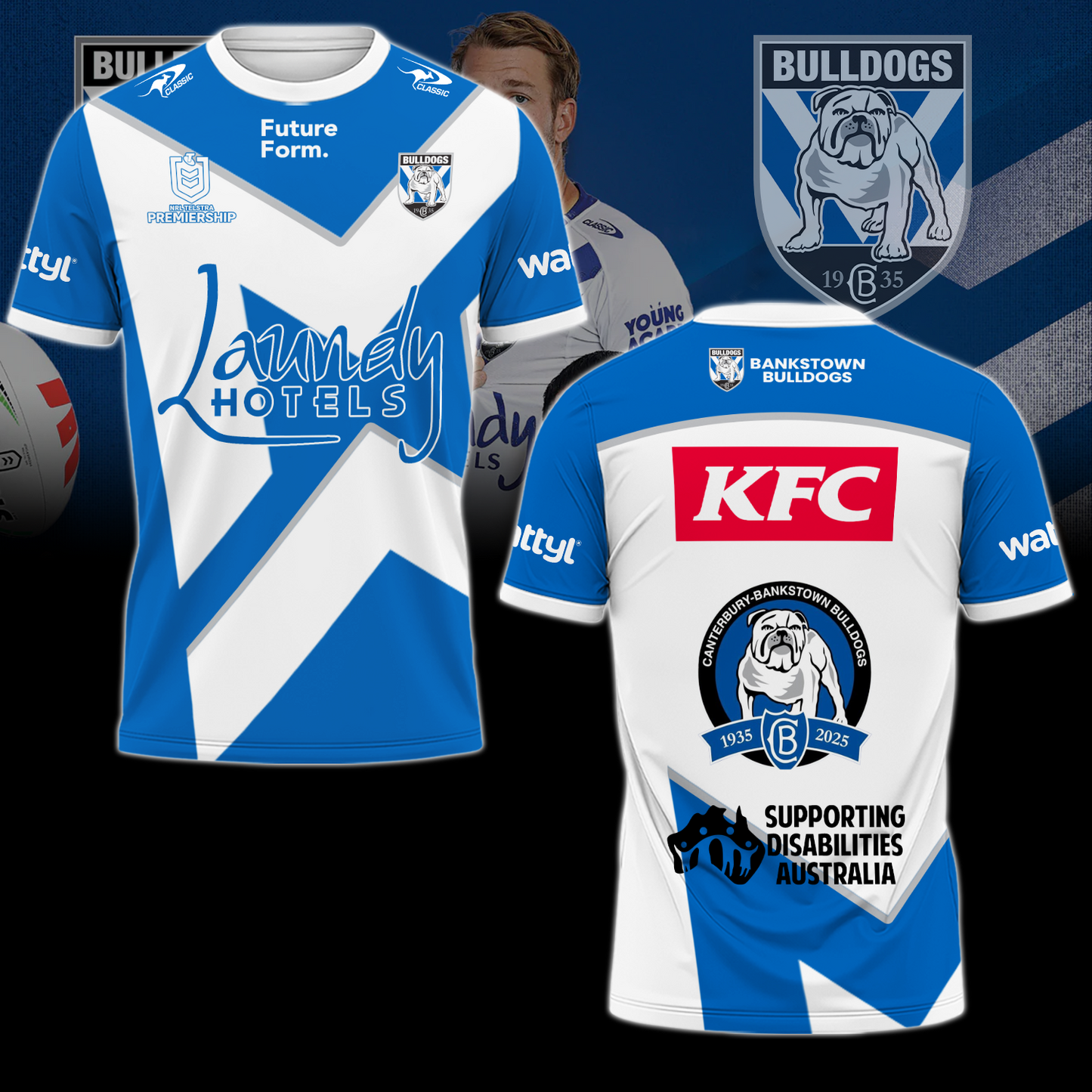 Canterbury-Bankstown Bulldogs NRL Dog Of War Limited Edittion T-Shirt TM - You will save more when you buy the clothes and hat combo V1