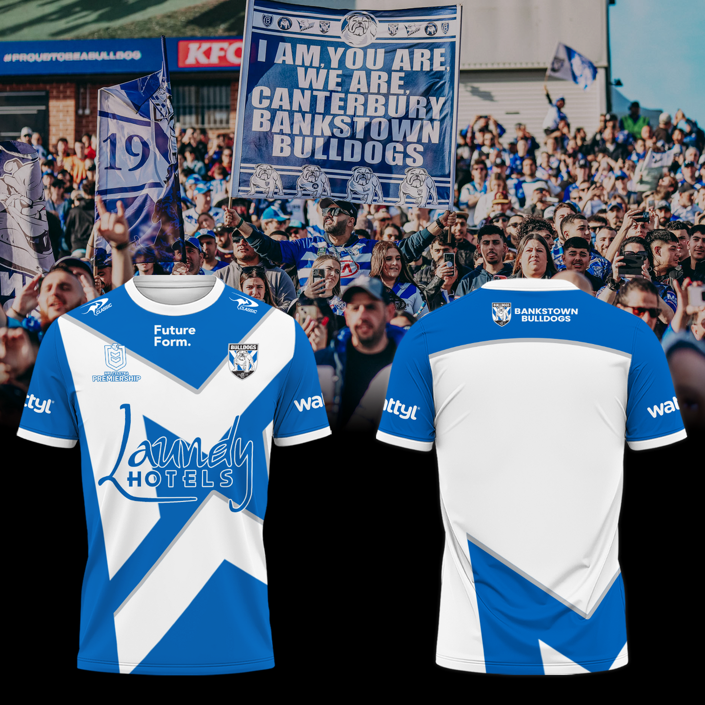 Canterbury-Bankstown Bulldogs NRL Dog Of War Limited Edittion T-Shirt TM - You will save more when you buy the clothes and hat combo V3