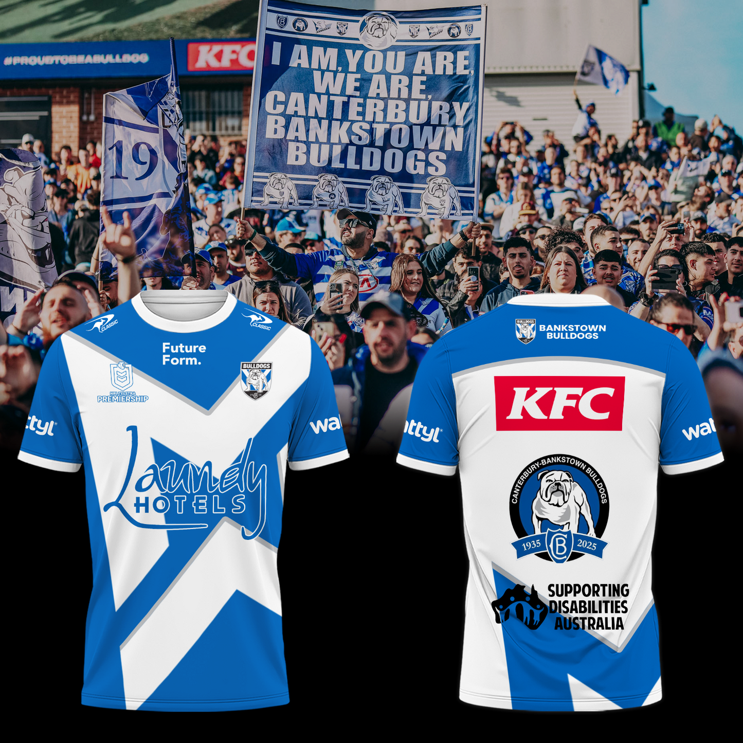 Canterbury-Bankstown Bulldogs NRL Dog Of War Limited Edittion T-Shirt TM - You will save more when you buy the clothes and hat combo V4