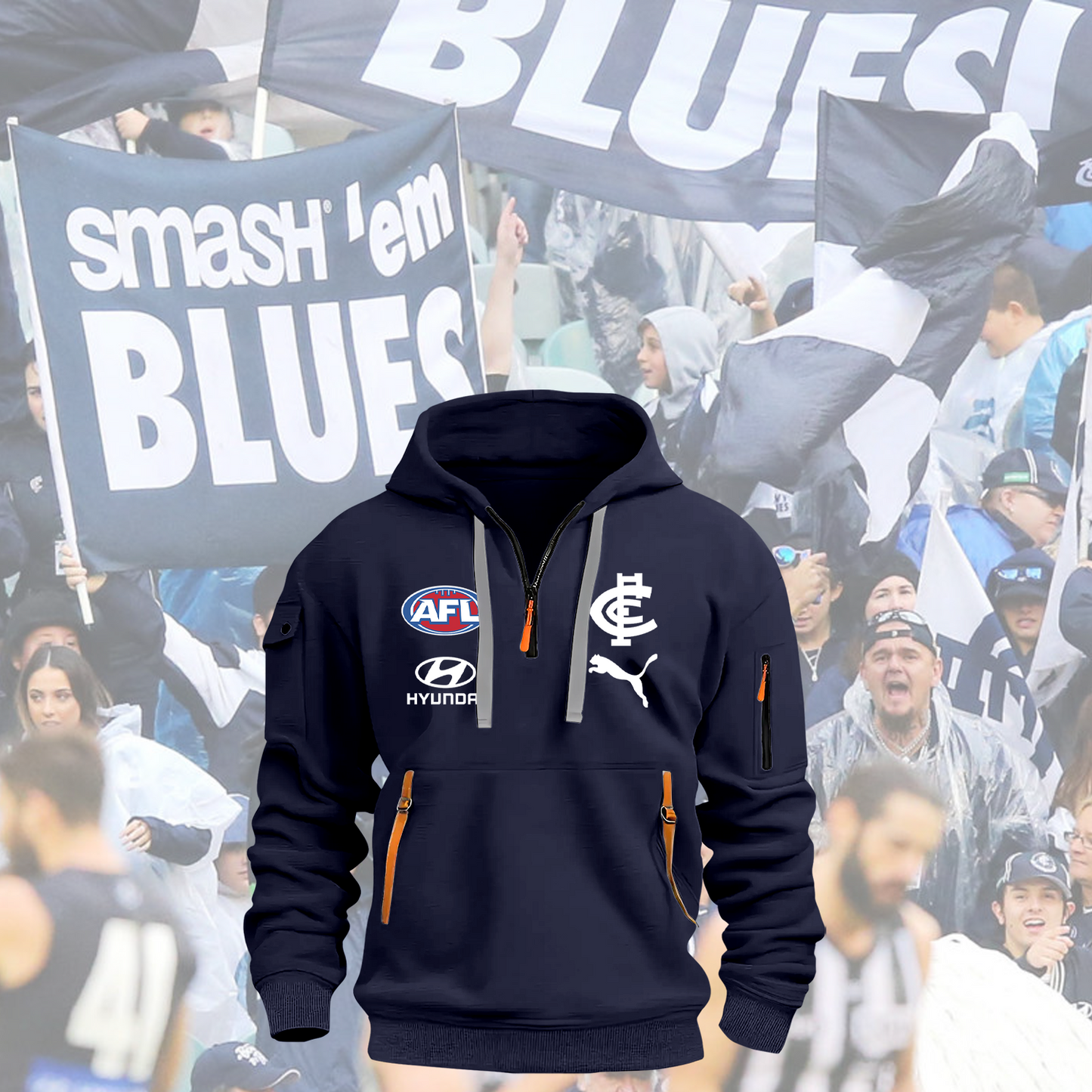 Carlton Blues AFL 2025 Zipper Hoodie TM NTA V2