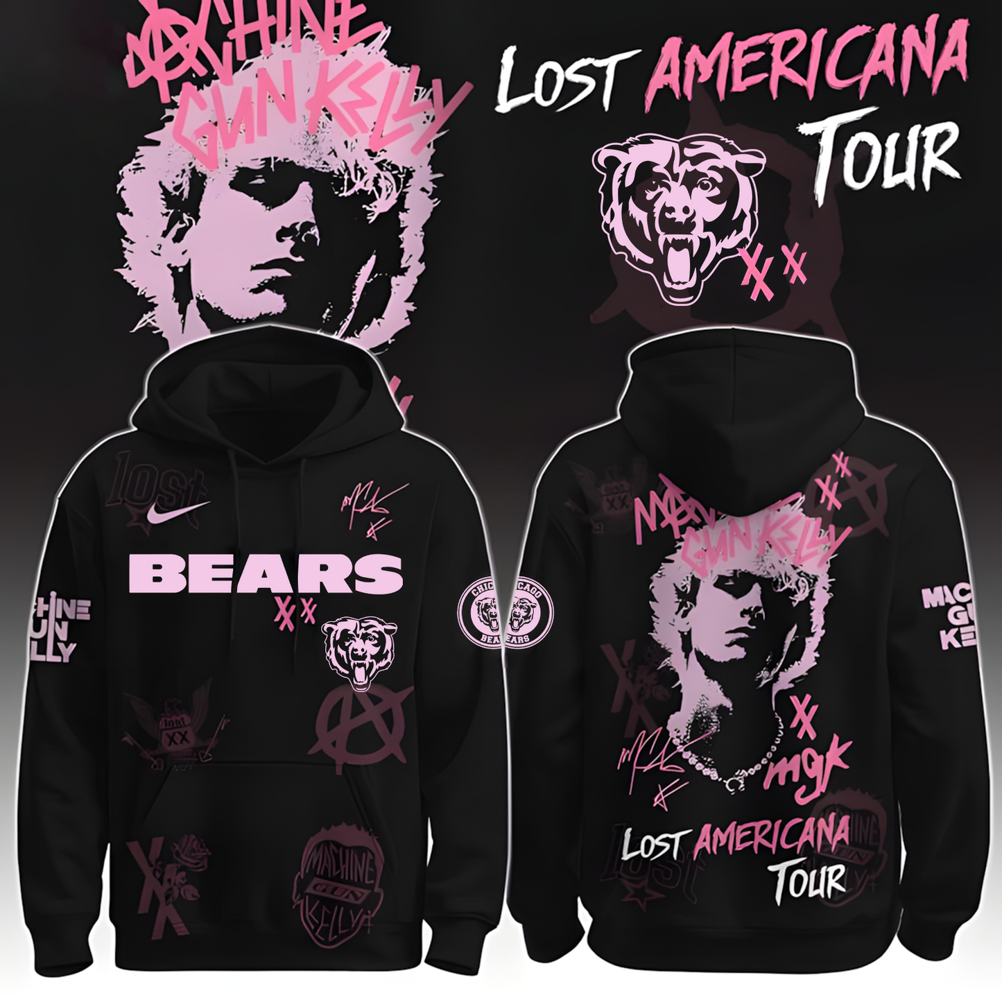 CHI X NFL MGK Lost Americana Tour 2025 Machine Gun Kelly Hoodie T-Shirt NAK THUONGNH