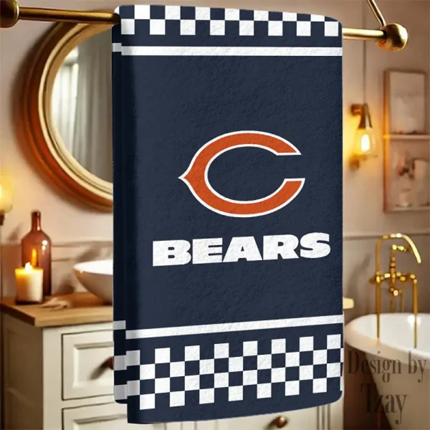 CHI X NFLNew Bath Towel Custom Any Name Gift For Fan V1 NAK NHT