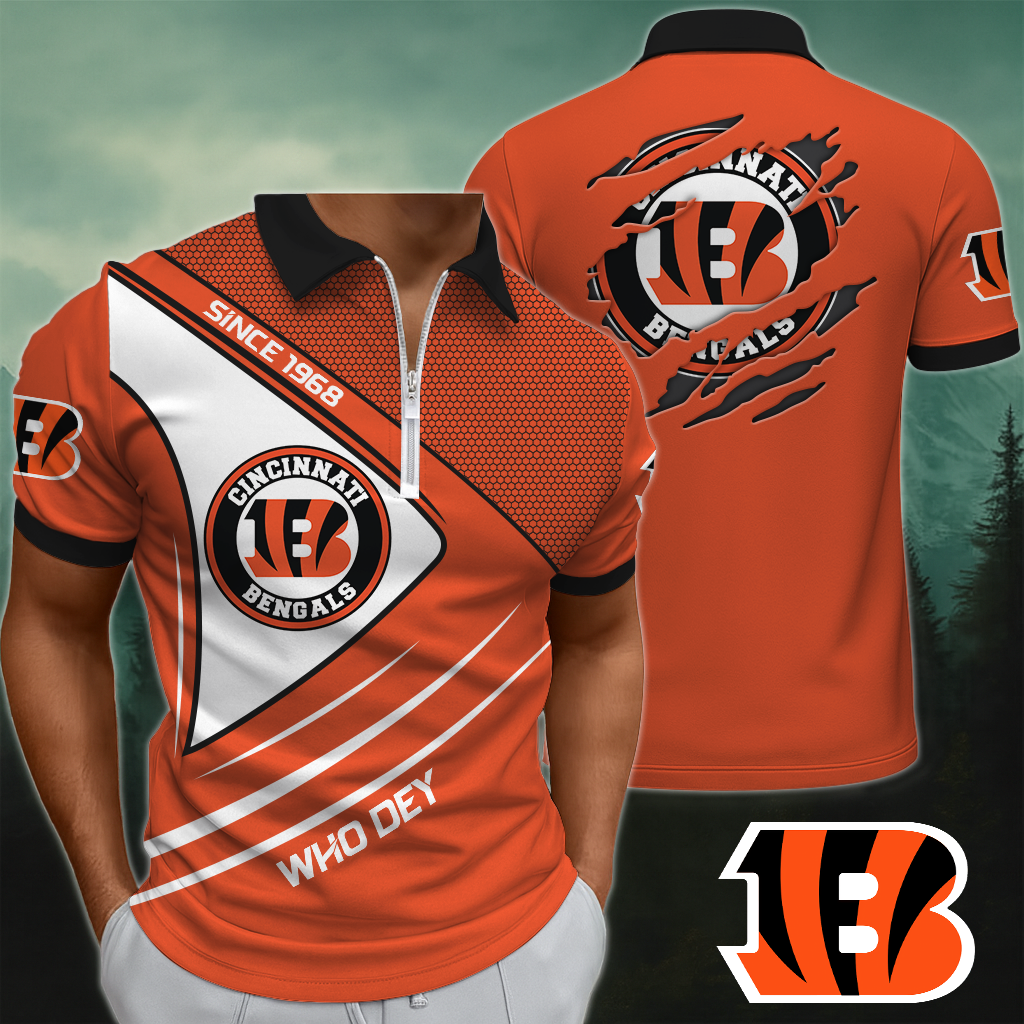 CIN x NFL Premium 3D Zip Polo DDT NTL