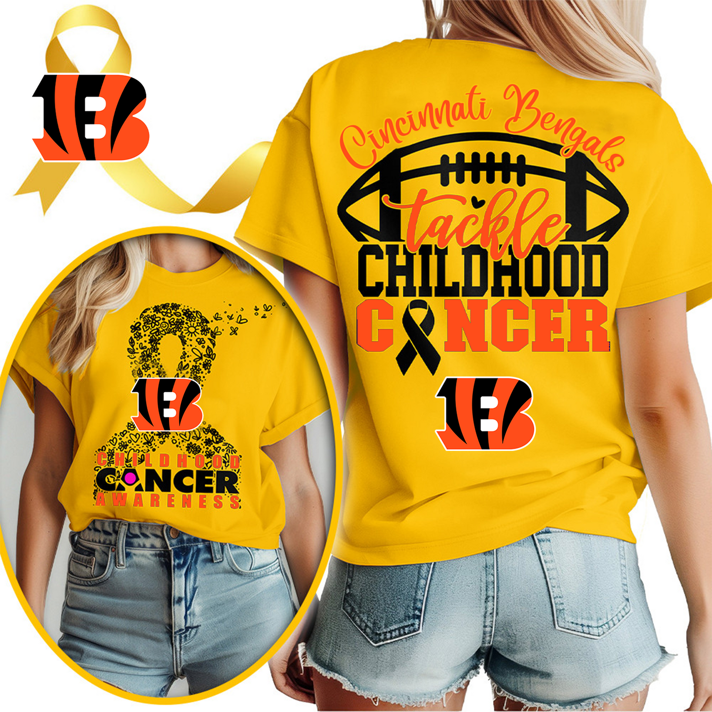 CIN X NFL Premium Childhood Cancer Awareness Month 3D Shirt DatND ThuongNH