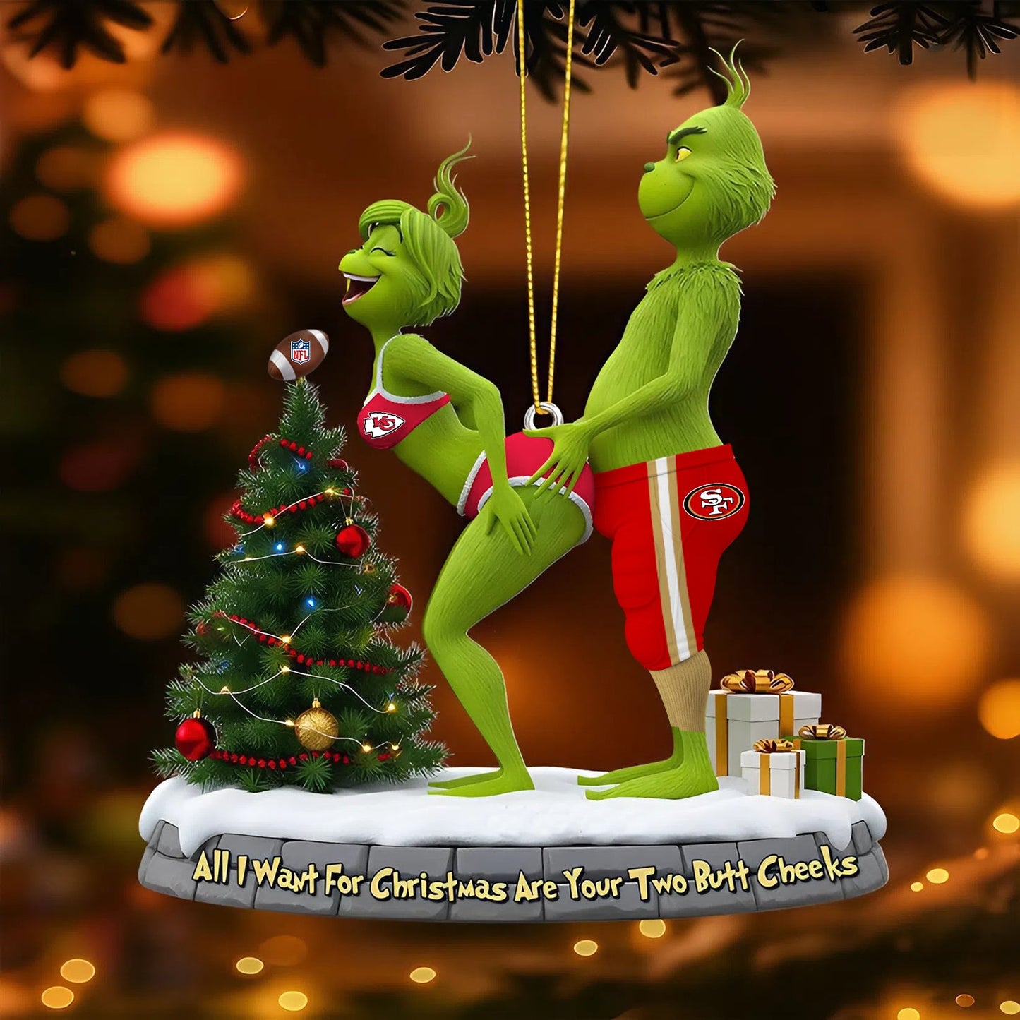 CLASSIC BATTLE SF X KC NFL ORNAMENT NDT NHM