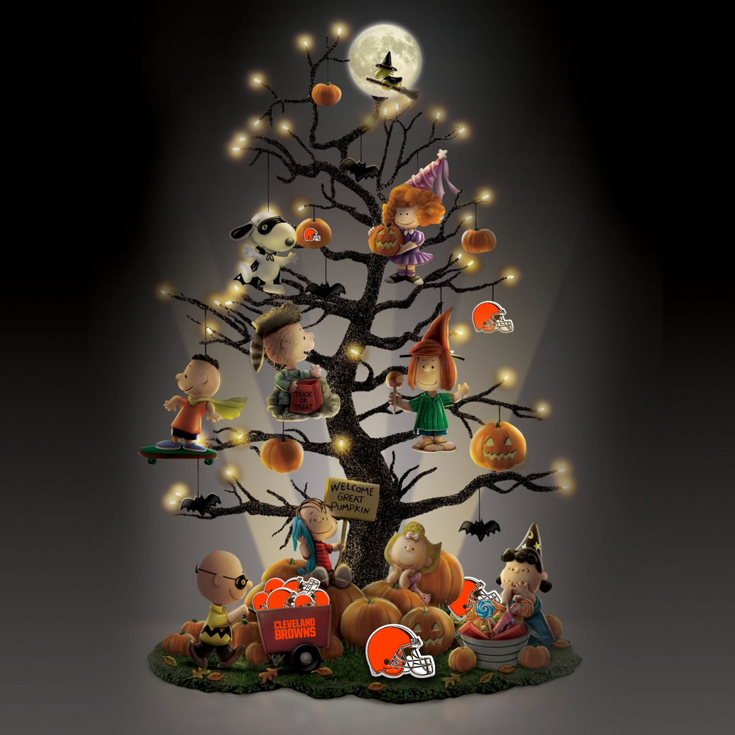CLE x NFL Happy Halloween - Peanuts Table Tree DATND TANTD