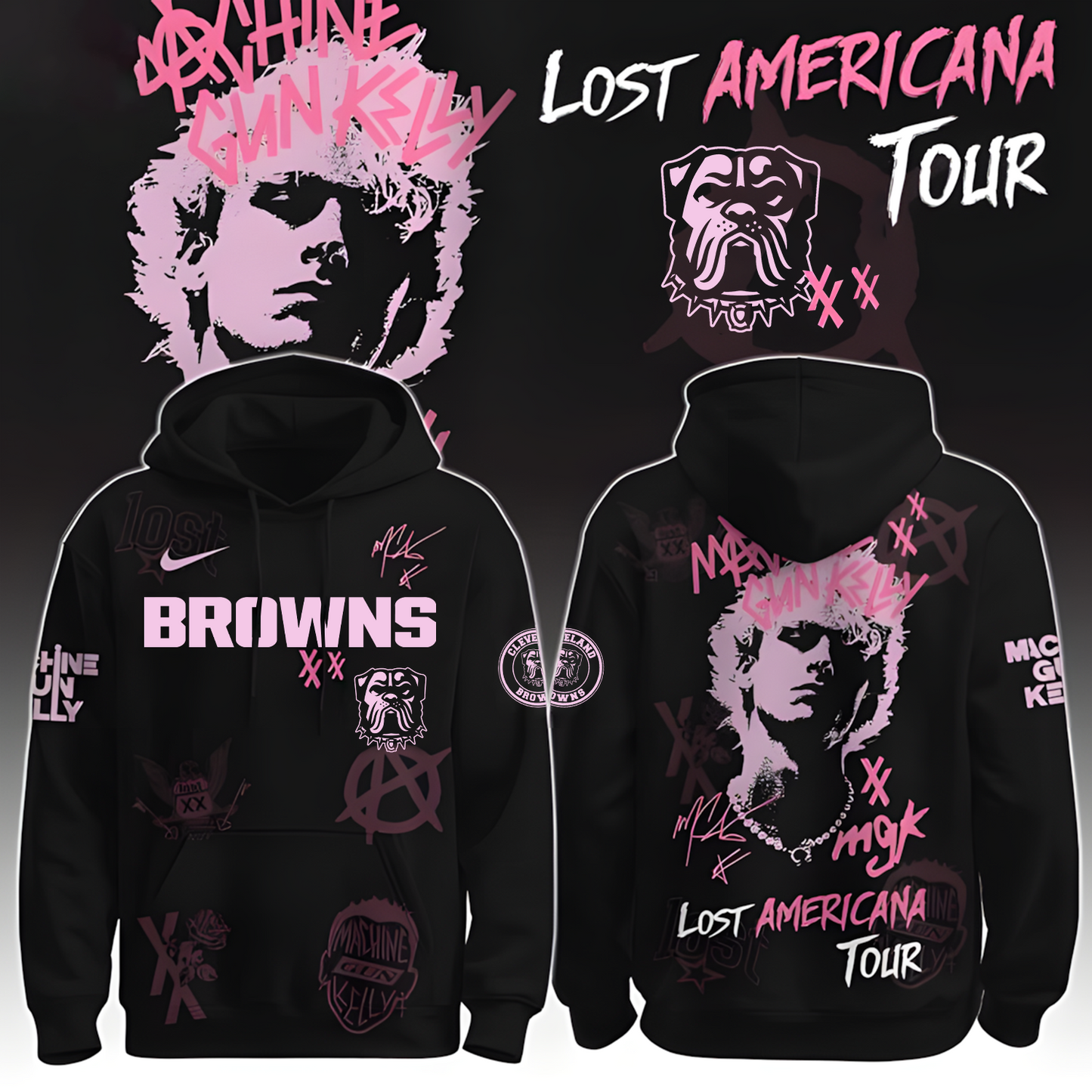 CLE X NFL MGK Lost Americana Tour 2025 Machine Gun Kelly Hoodie T-Shirt NAK THUONGNH