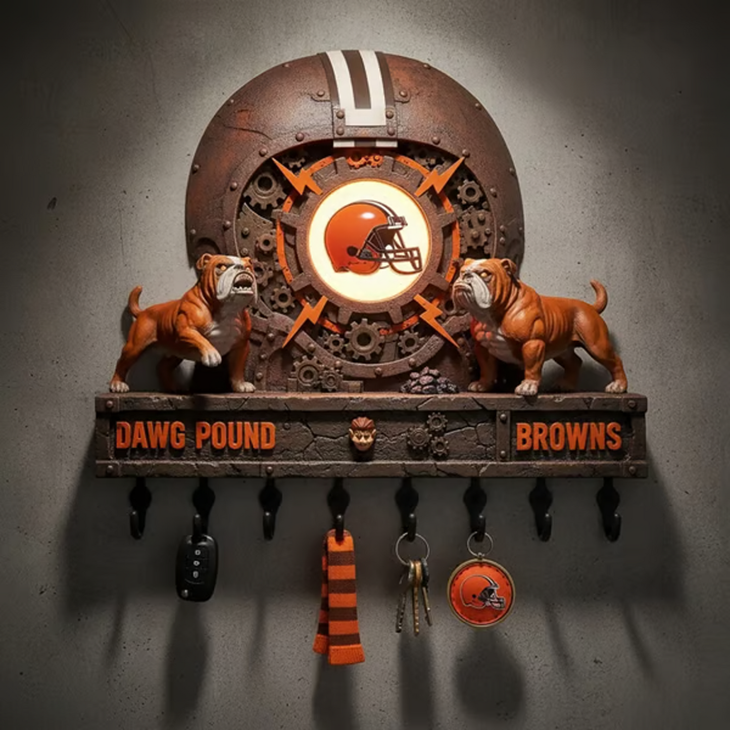 CLE X NFL Originality Verification Football Team Wall Key Holder NAK THUONGNH