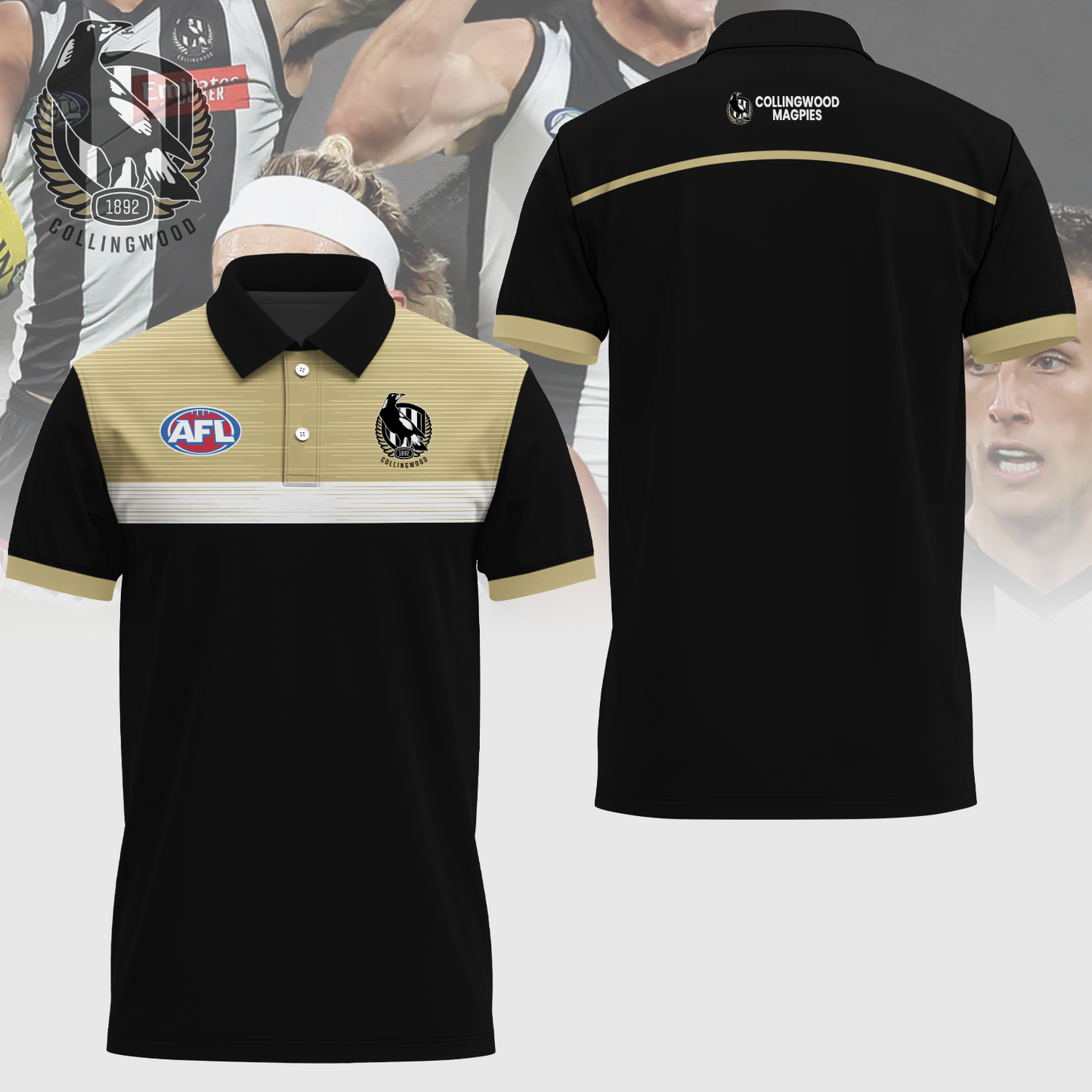 Collingwood Football Club AFL Limited Edition Polo Shirt TM - Super Savings When Buying Combo V2