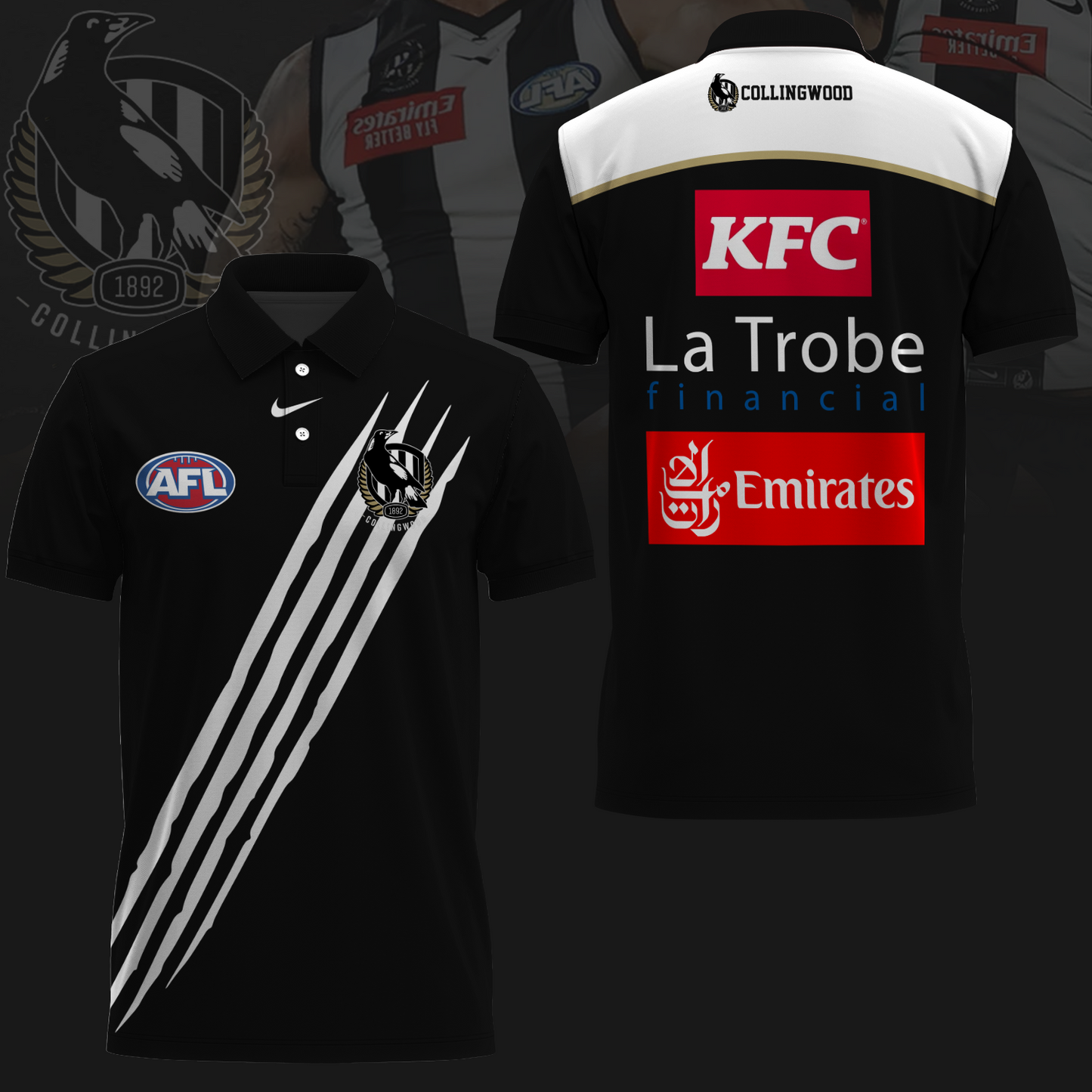 Collingwood Football Club AFL Magpies Forever Limited Edition Polo Shirt TM - Super Savings When Buying Combo V1