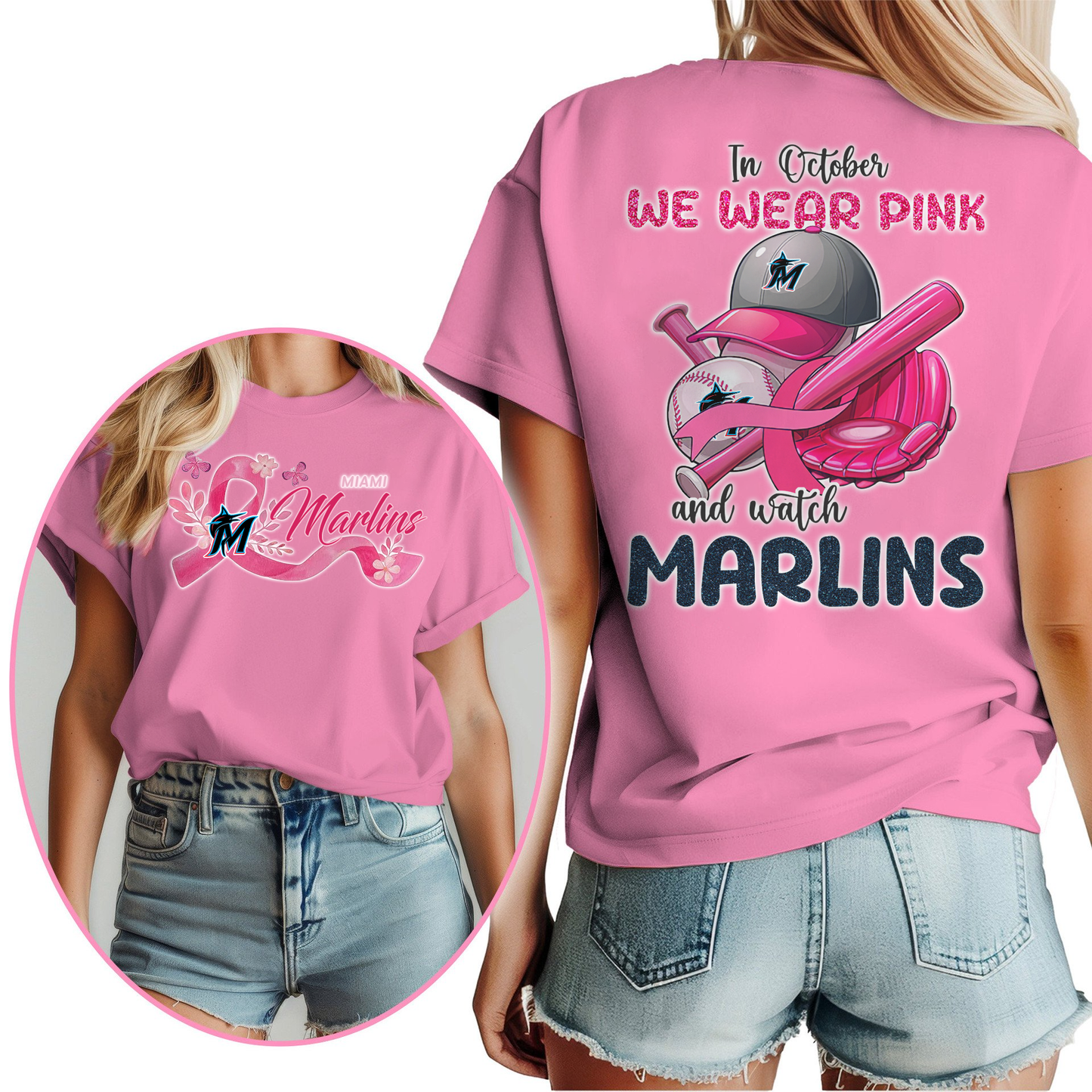 In October We Wear Pink And Watch MLB MM Shirt DDT NTL