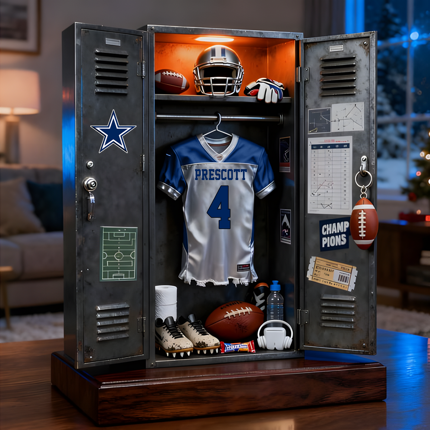 DAL X NFL Personalized American football player wardrobe sculpture desktop ornament V1 NAK NHT