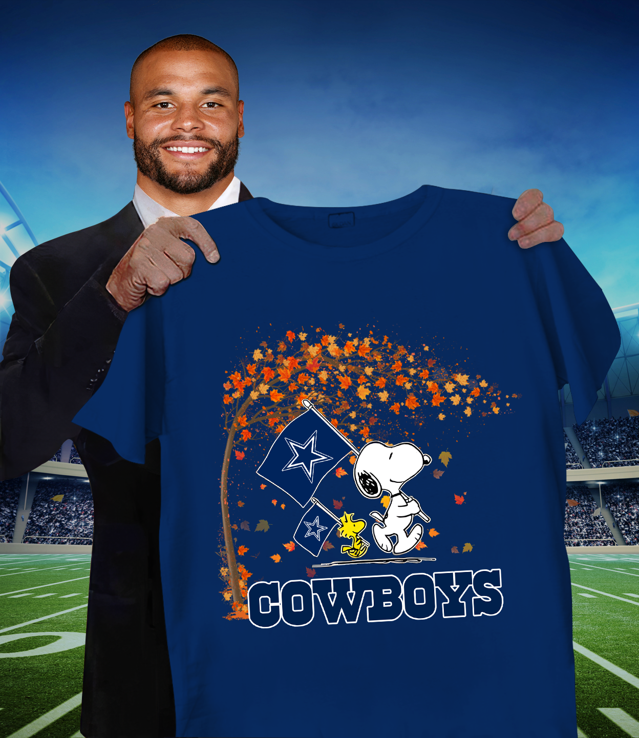 DAL x NFL Snoopy and Woodstock Happy Autumn 2D Shirt DatND ThuongNH