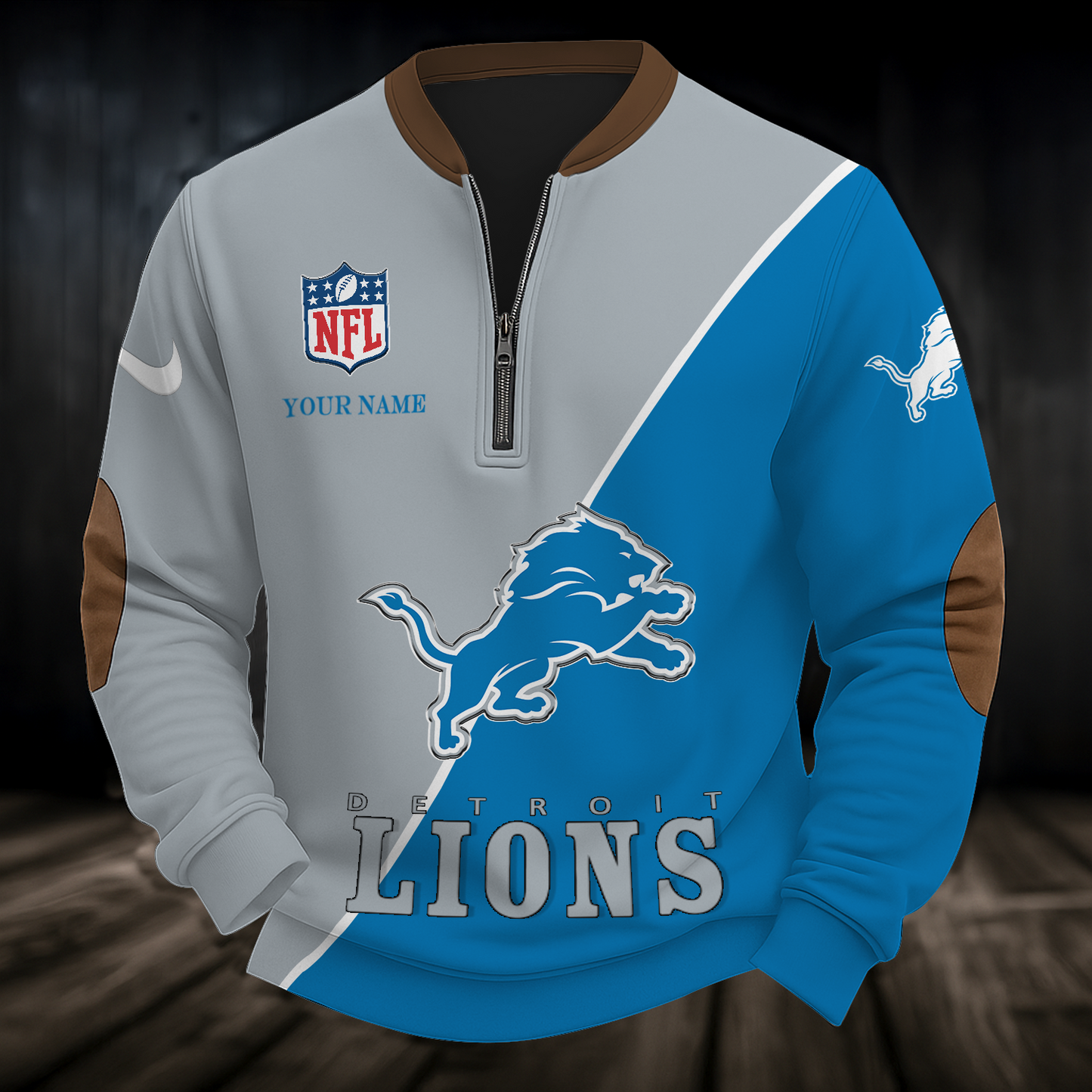 DET x NFL Premium Personalized Game Day Quarter-Zip DatND ThuongNH