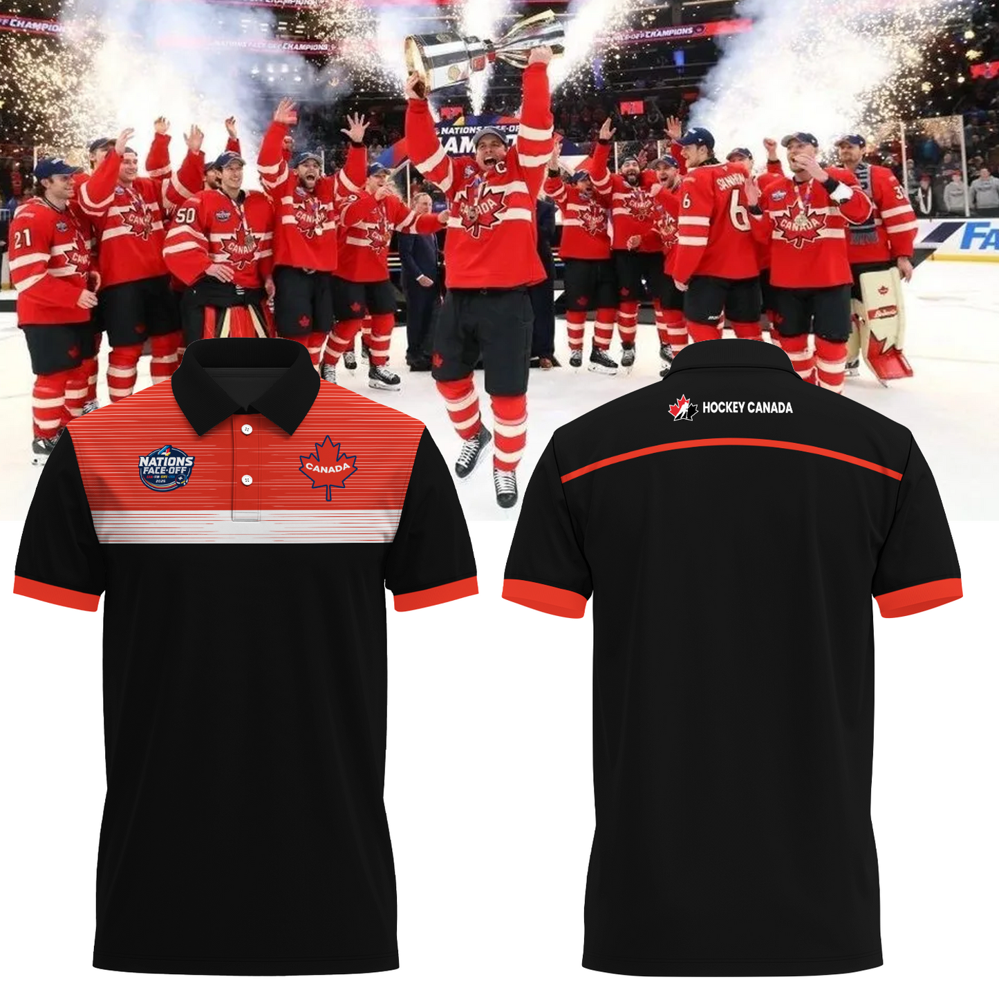 FACE-OFF CHAMPIONS Canada Men's National Ice Hockey Team Limited Edioton Polo Shirt TM - Super Savings When Buying Combo V4