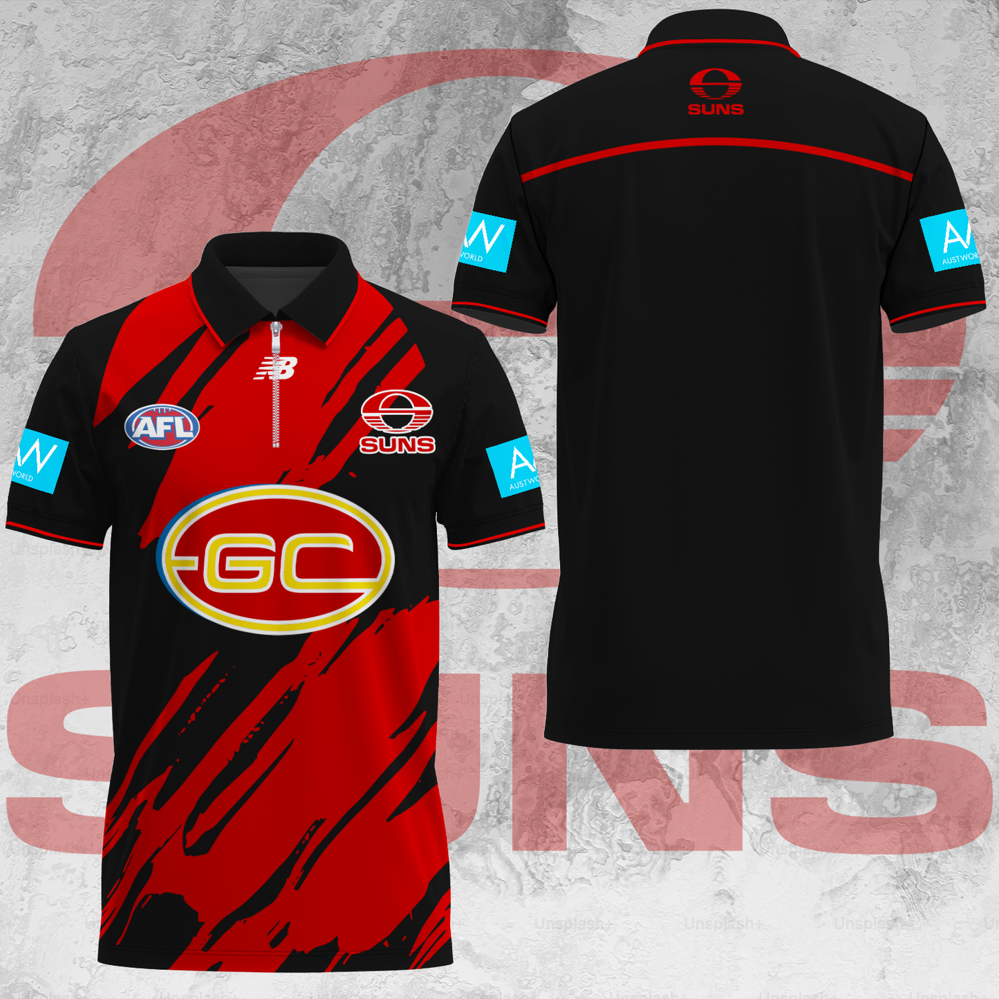 Gold Coast Suns AFL 2025 Limited Edition Zip Polo Shirt TM V2