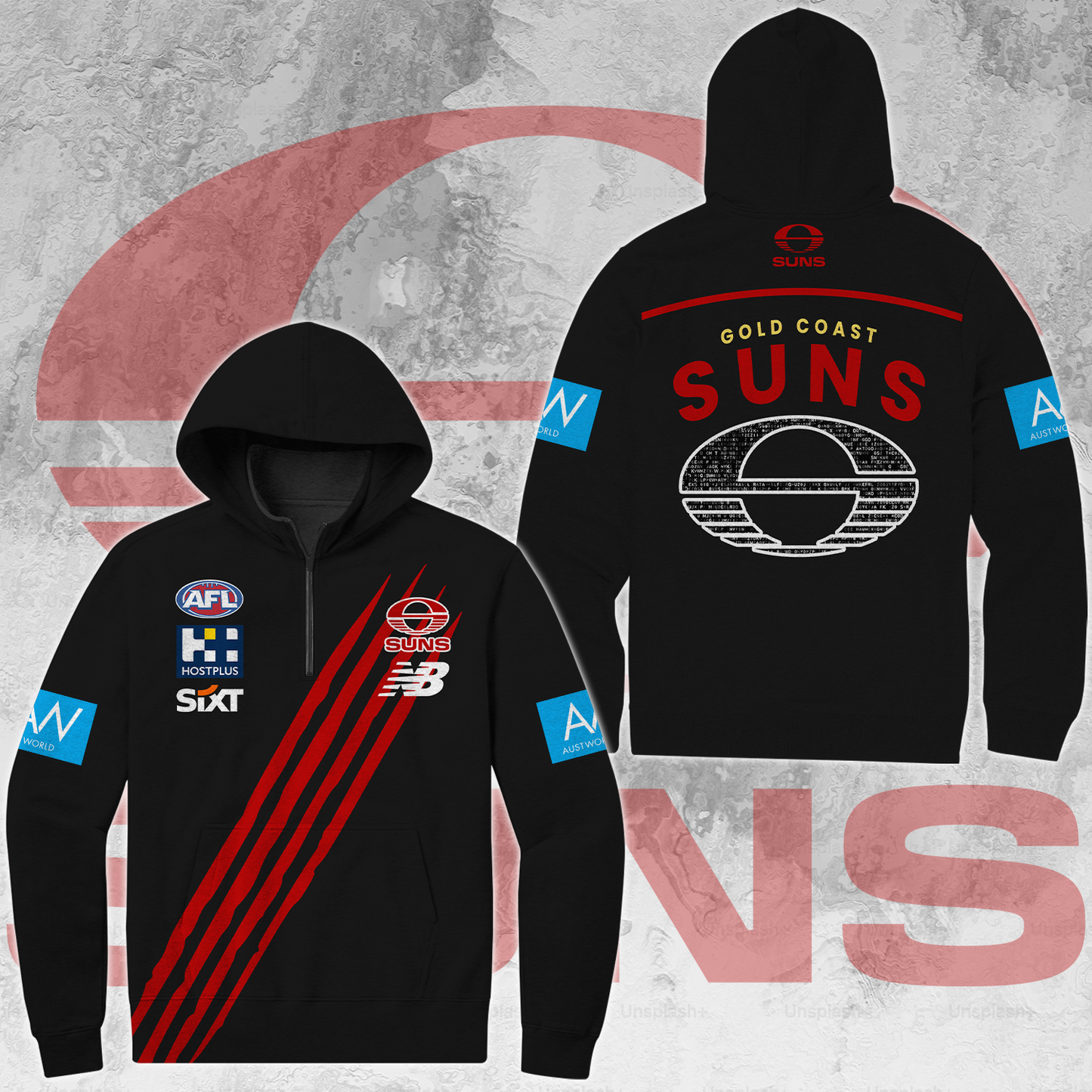 Gold Coast Suns AFL Limited Edition Quarter Zip Hoodie TM V1