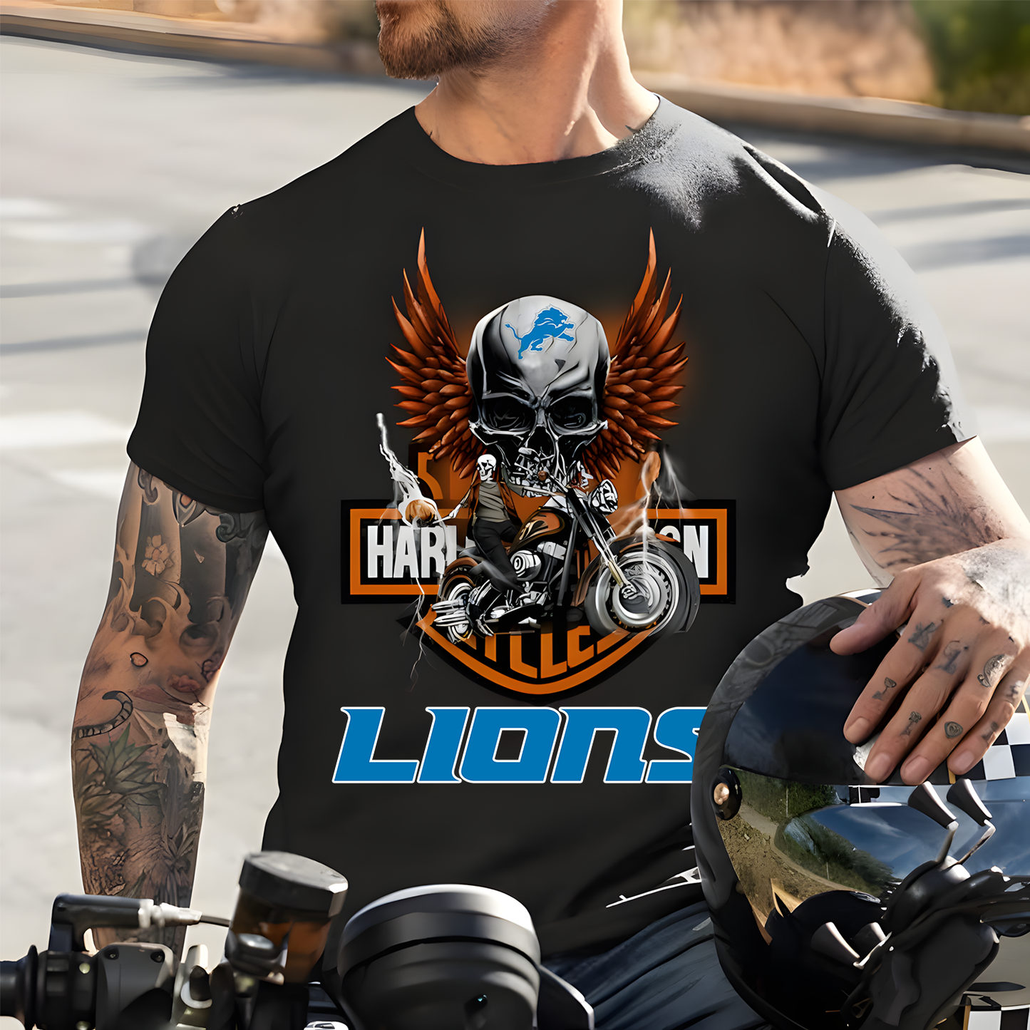 Harley x DET NFL Biker Spirit 2D Shirt DatND ThuongNH