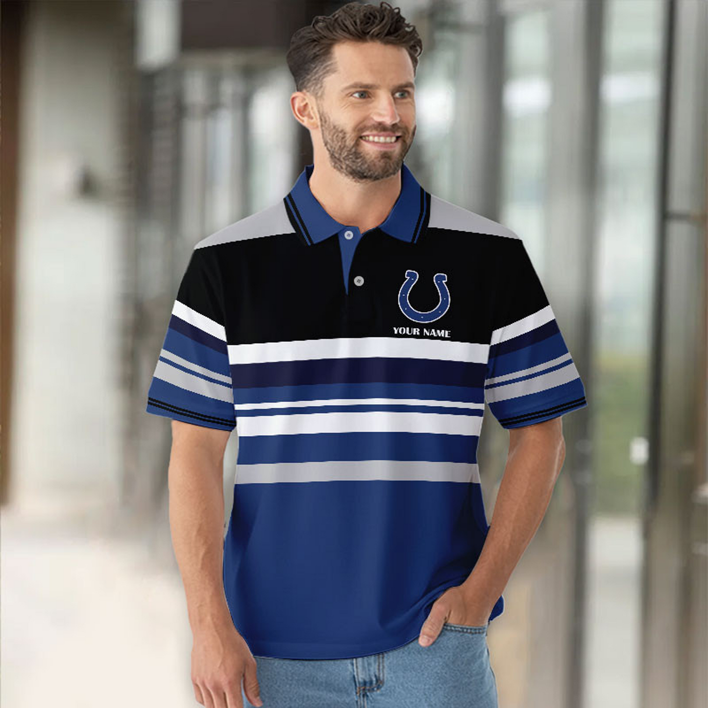 IND x NFL New Style Men Short Sleeves Polo Shirt DatND DVT