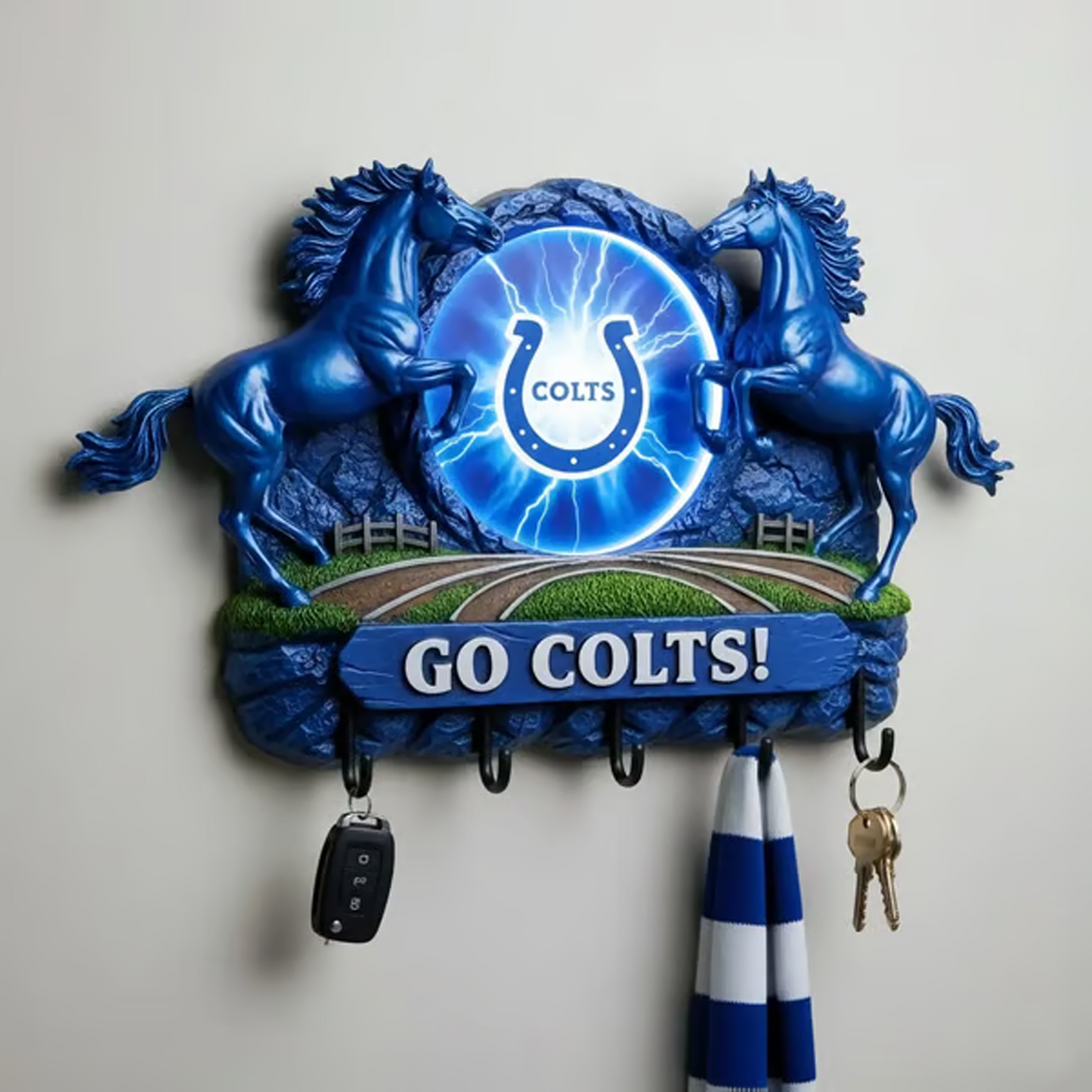 IND X NFL Originality Verification Football Team Wall Key Holder NAK THUONGNH