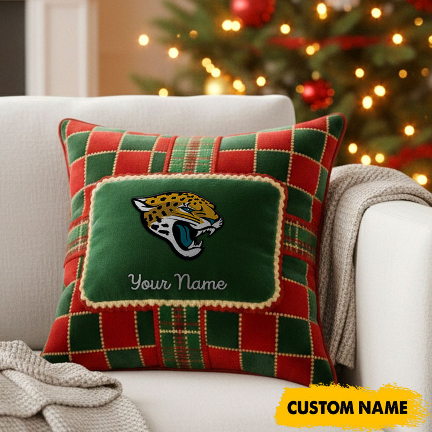 JAC x NFL Christmas New Square Pillow DatND DVT