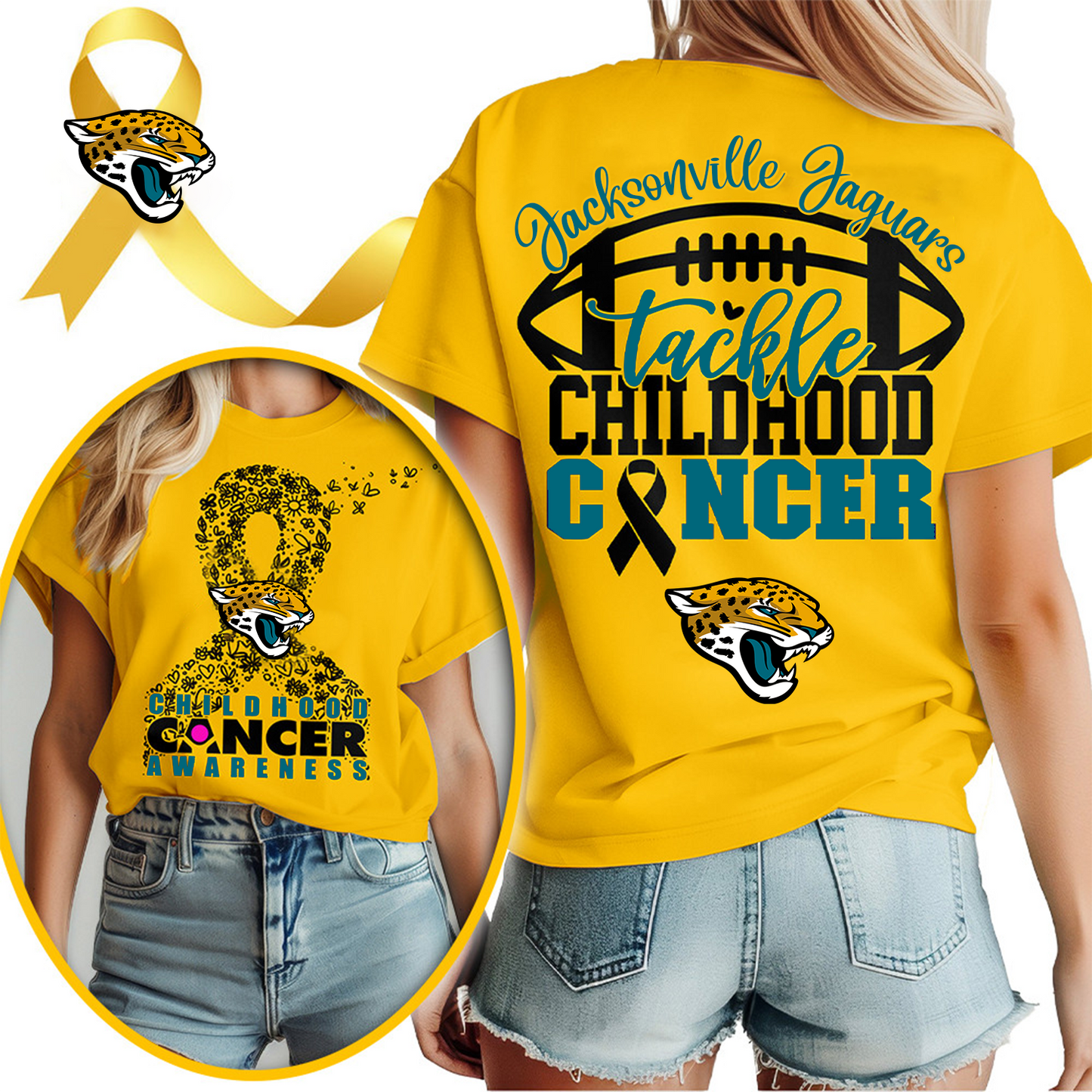JAC X NFL Premium Childhood Cancer Awareness Month 3D Shirt DatND ThuongNH