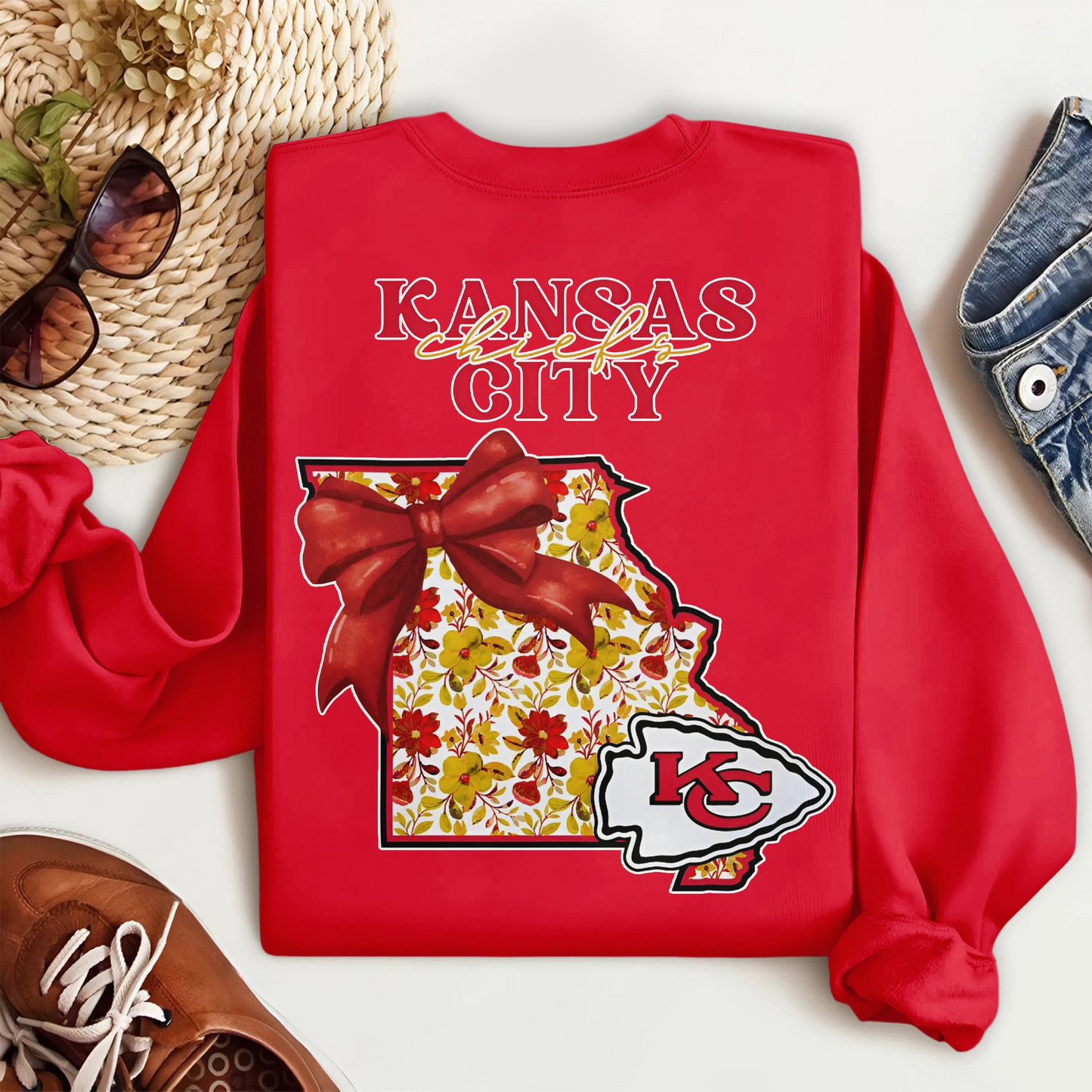 KCC Premium NFL Cozy State Bow Sweatshirt DDT NTL