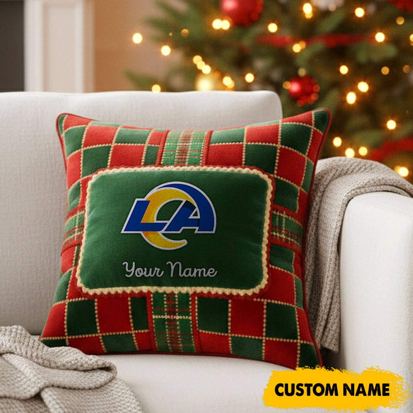 LAR x NFL Christmas New Square Pillow DatND DVT