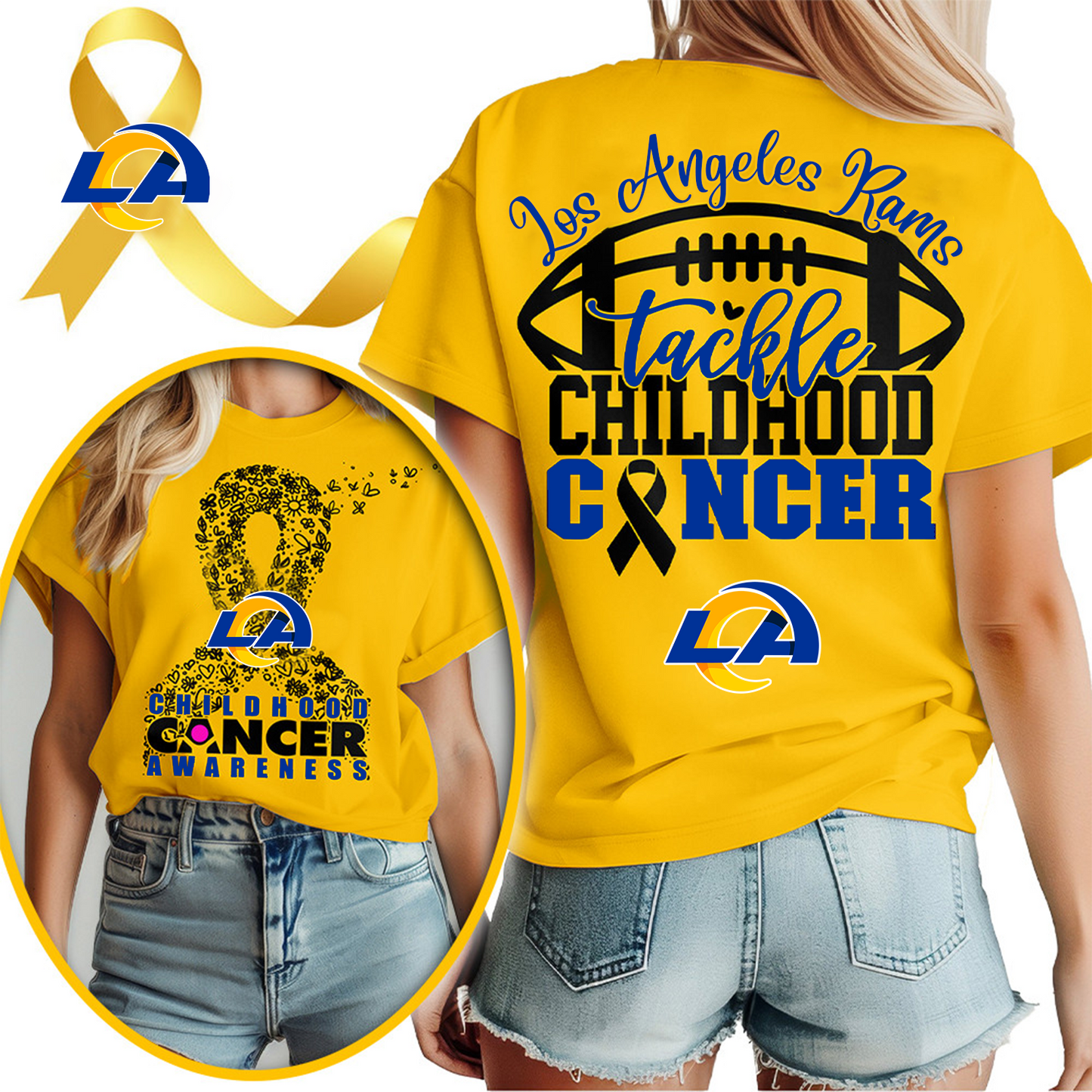 LAR X NFL Premium Childhood Cancer Awareness Month 3D Shirt DatND ThuongNH