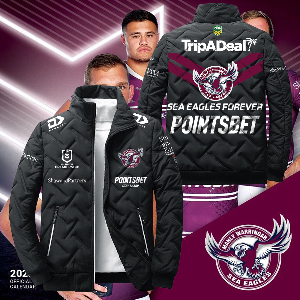 Manly Warringah Sea Eagles NRL 2025 Fear The Fortress Limited Edition Puffer Jacket TM NTA V6
