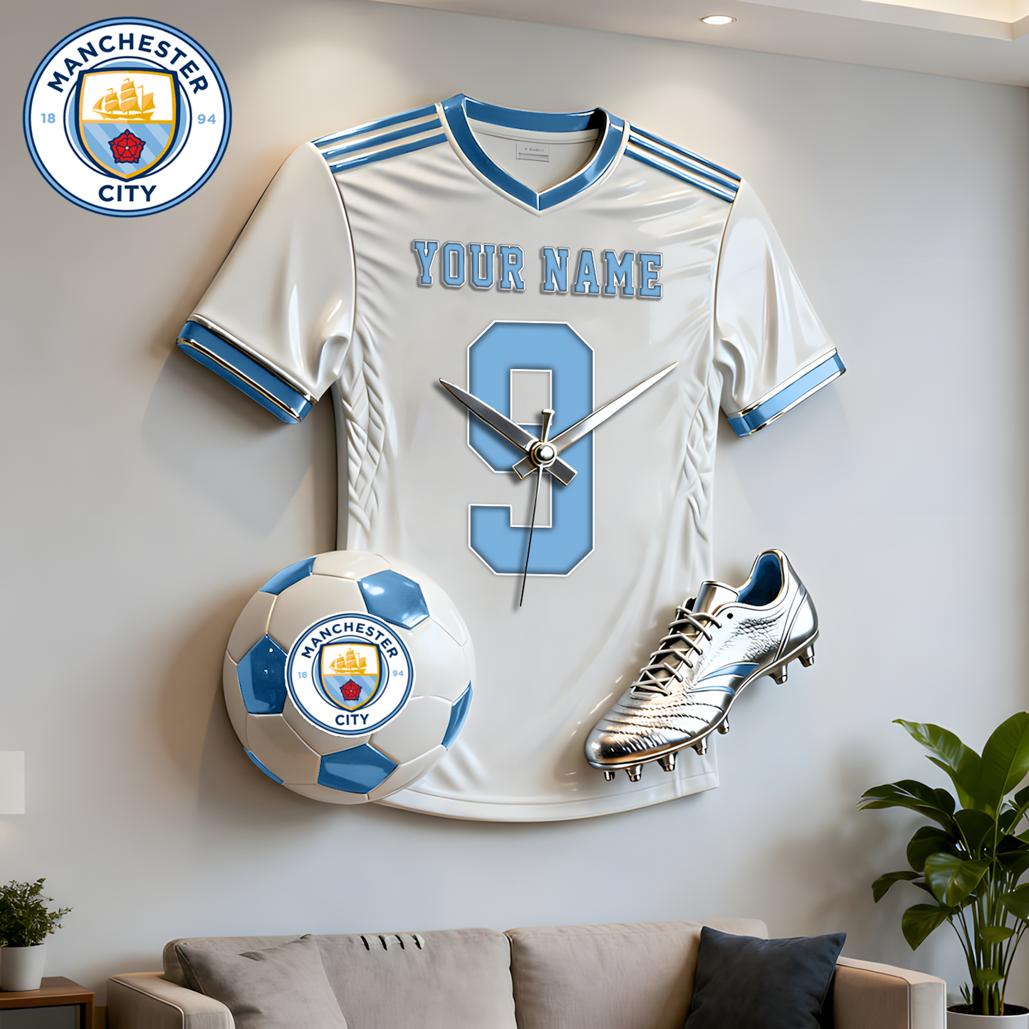 MCI X Personalized EPL football player sculpture clock V1 NAK NHT