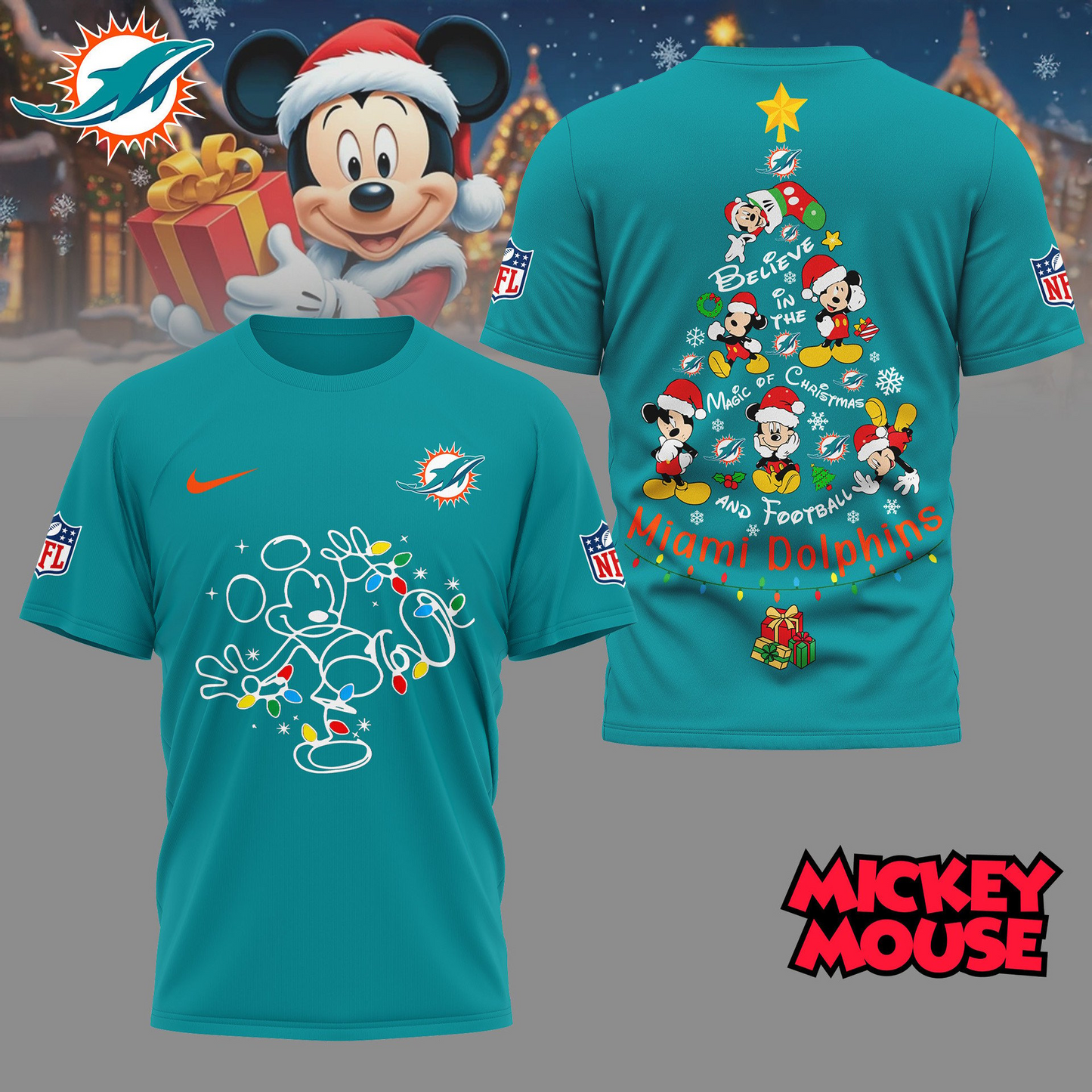 MD Premium NFL Mickey Mouse Christmas 3D Shirt DDT CTND