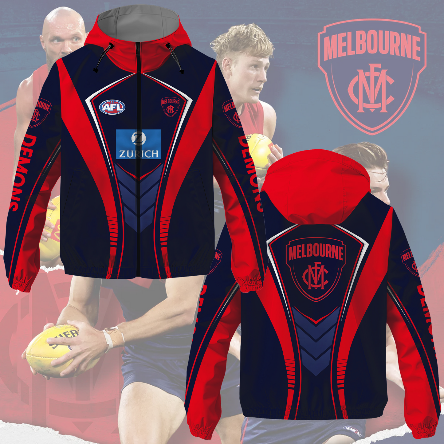 Melbourne Demons 1 AFL 2025 Windbreaker Jacket TM NTA V2