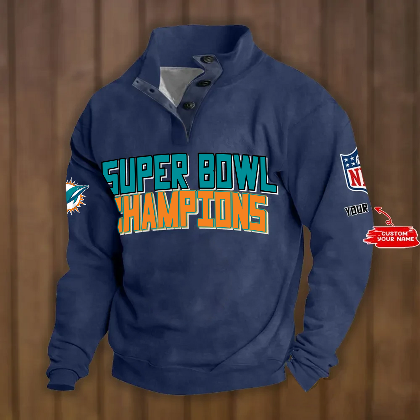 MIA x NFL Double Breasted Stand Collar Hoodies DATND TANTD