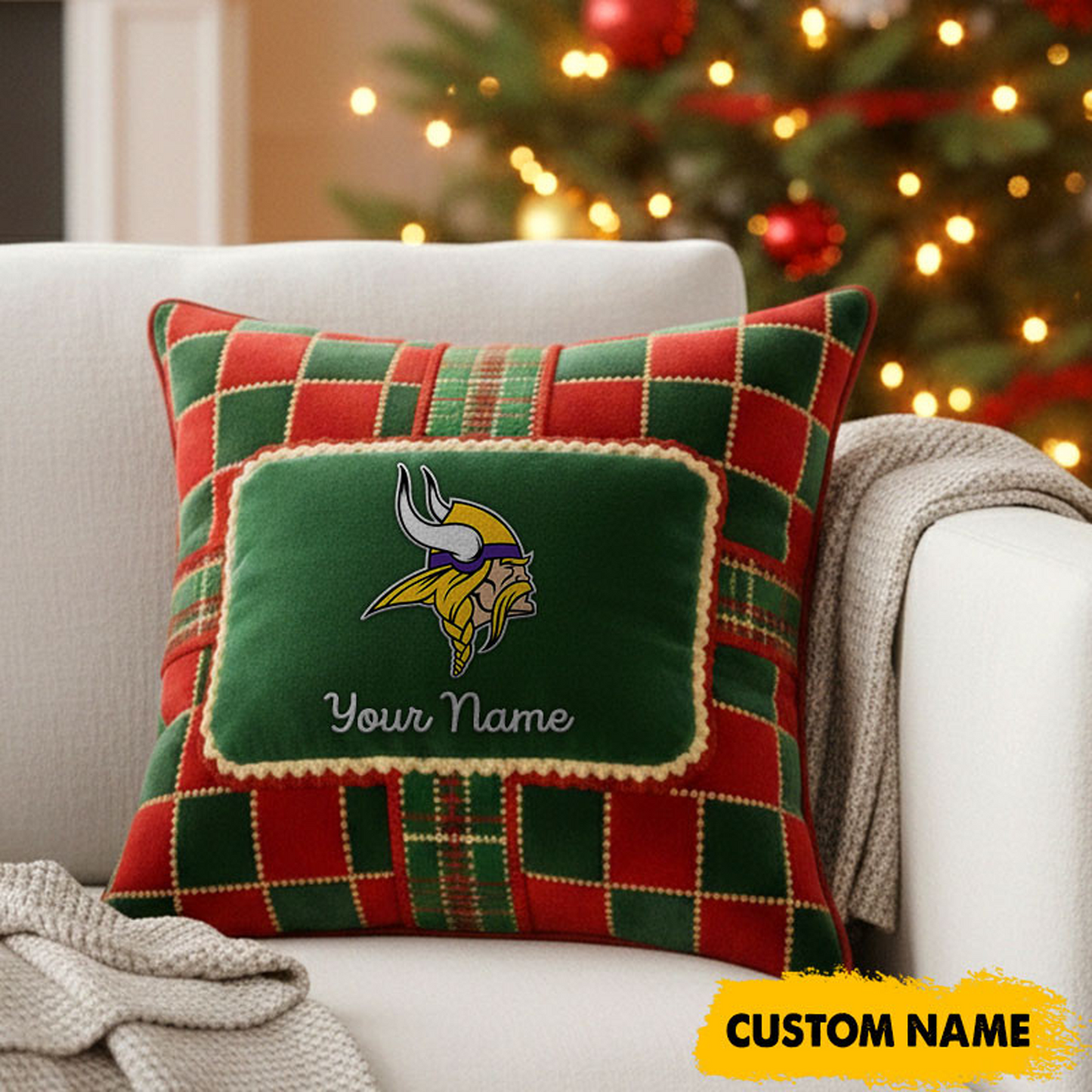 MIN x NFL Christmas New Square Pillow DatND DVT